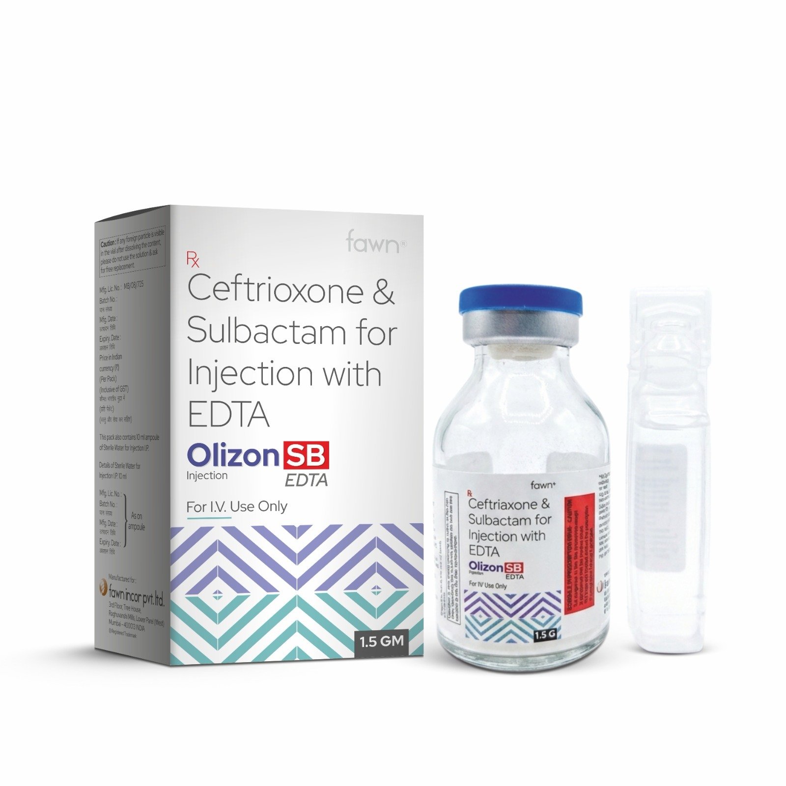 Ceftriaxone & Sulbactam for Injection with EDTA - OLIZON SB EDTA Injection image 2