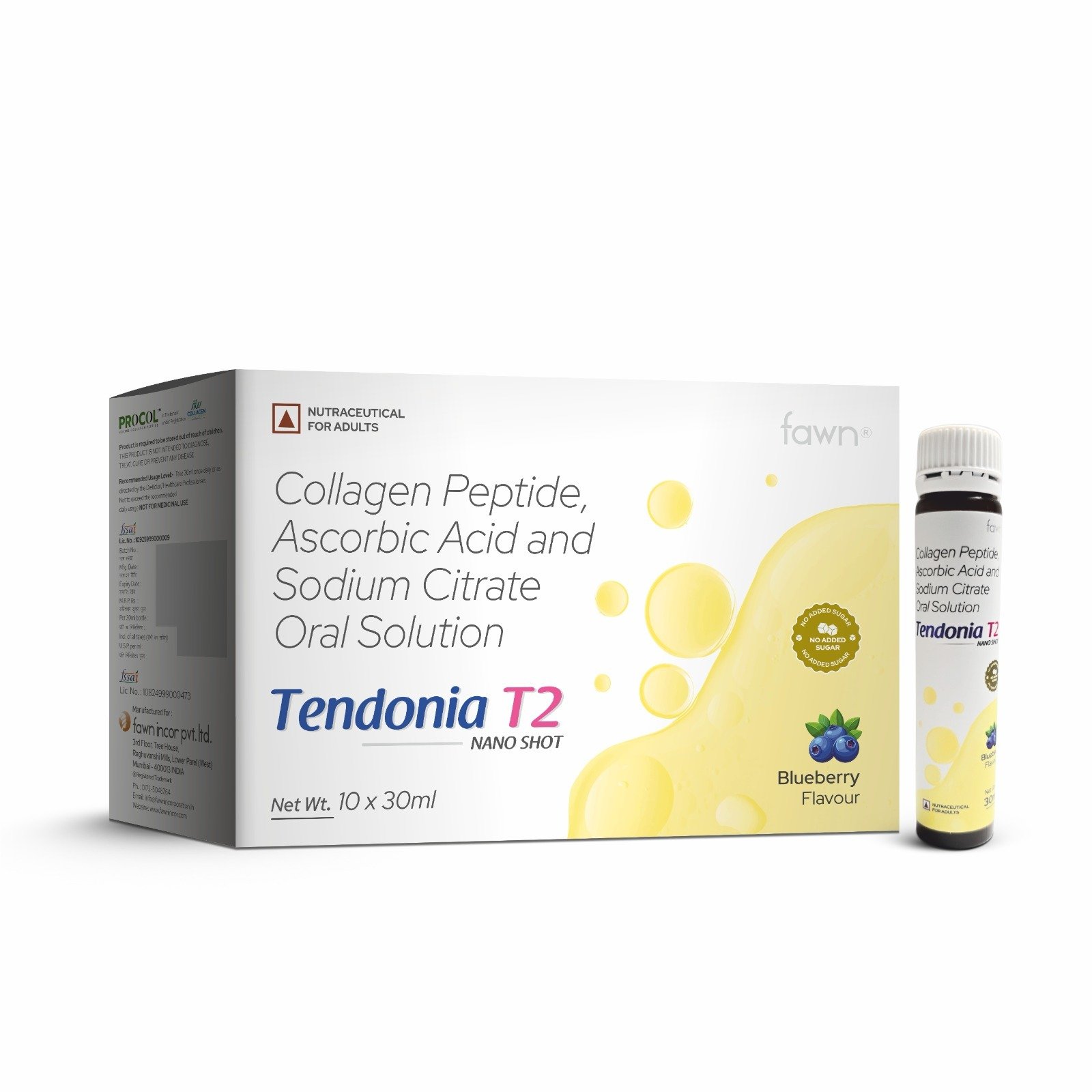 Collagen Peptide, Ascorbic Acid & Sodium Citrate Oral Solution - TENDONIA T2 Shots - image 2