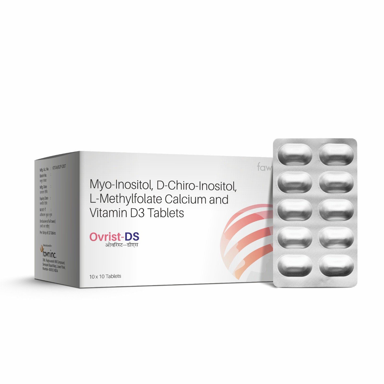 Myo Inositol D Chiro Inositol L-Methylfolate Calcium & Vitamin D3 Tablets - OVRIST DS