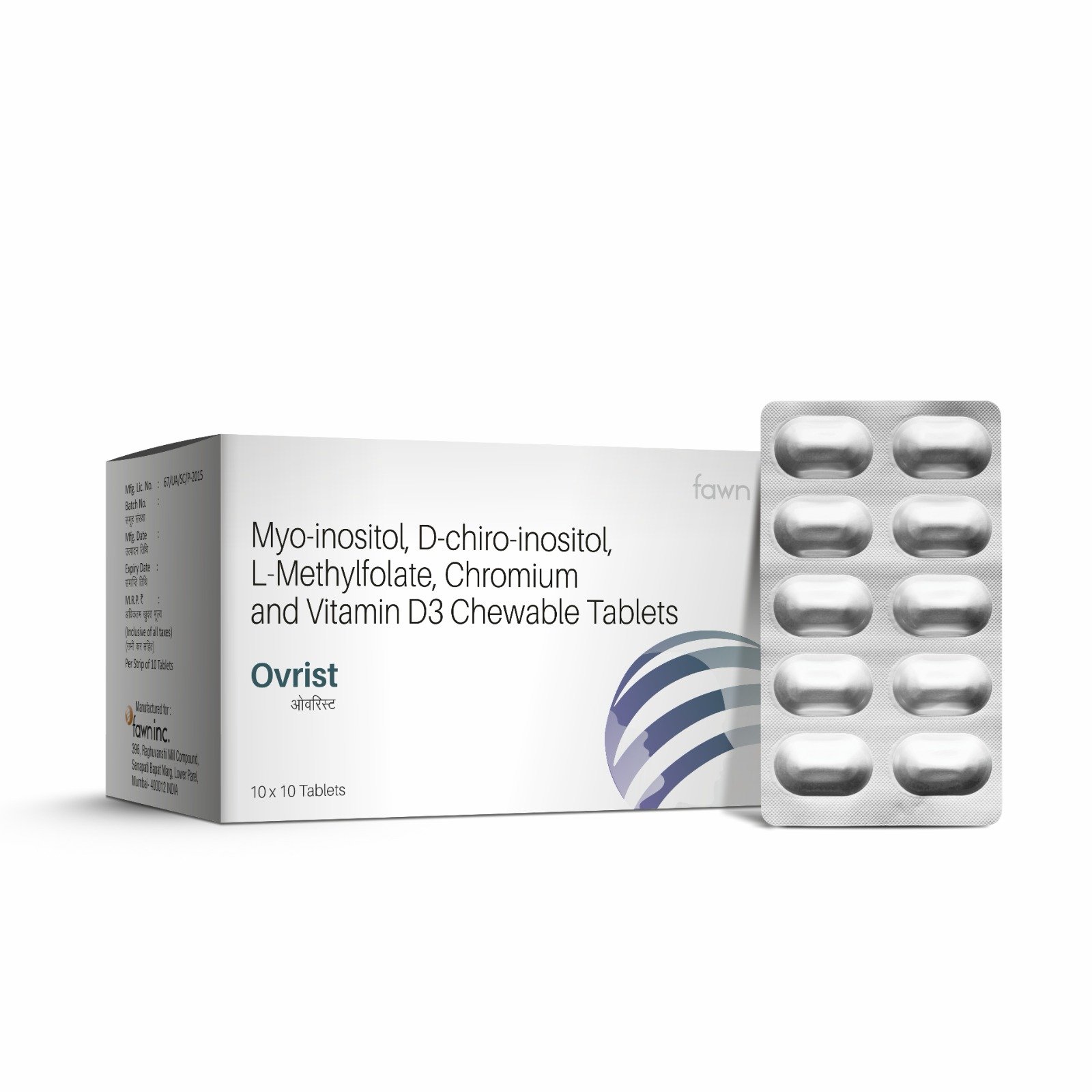 Myo Inositol, D Chiro Inositol, L-Methylfolate, Chromium & Vitamin D3 chewable Tablets - OVRIST