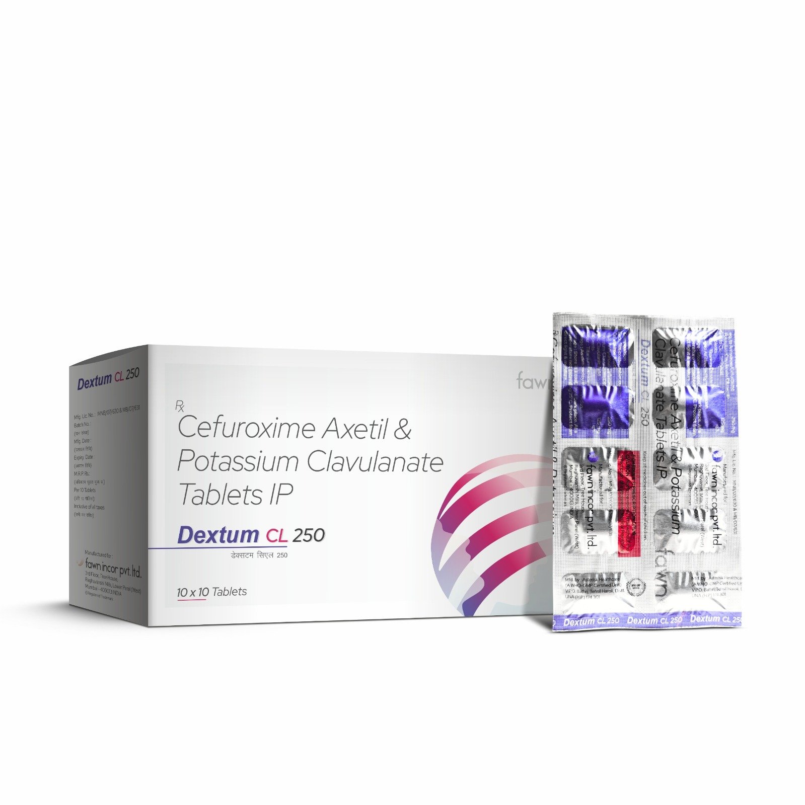 Cefuroxime Axetil & Potassium Clavulanate Tablets IP - DEXTUM CL 250 Tablets