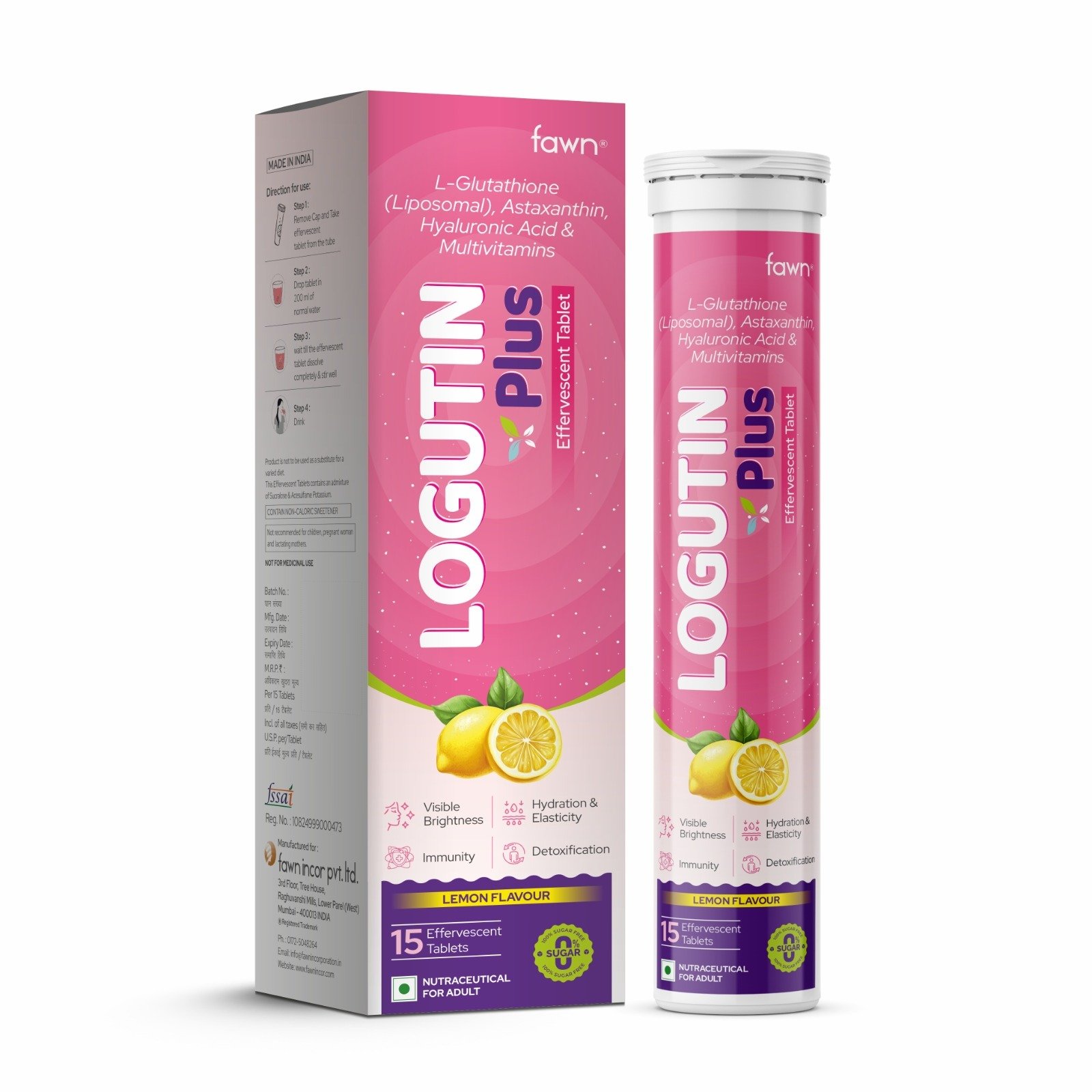 glutathione multivitamin L-Glutathione (Liposomal), Astaxanthin, Hyaluronic Acid & Effervescent Tablets - LOGUTIN PLUS Effervescent Tablet Luxy White dietary supplement mg:70mg X 3pk Medicine Theres a reason