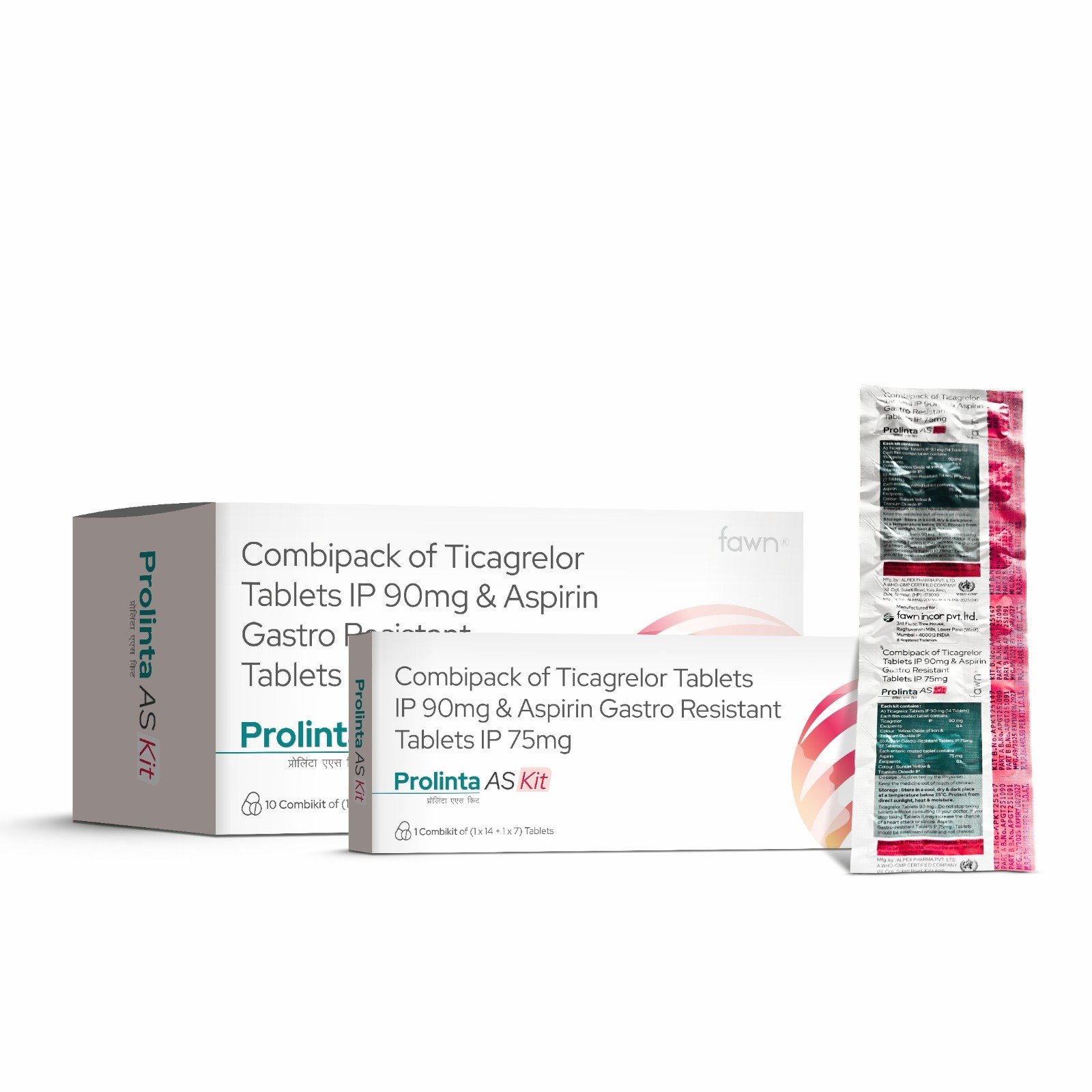 Combipack of Ticagrelor Tablets IP 90 Mg & Aspirin Gastro-resistant Tablets IP 75 Mg - PROLINTA AS Kit Tablets