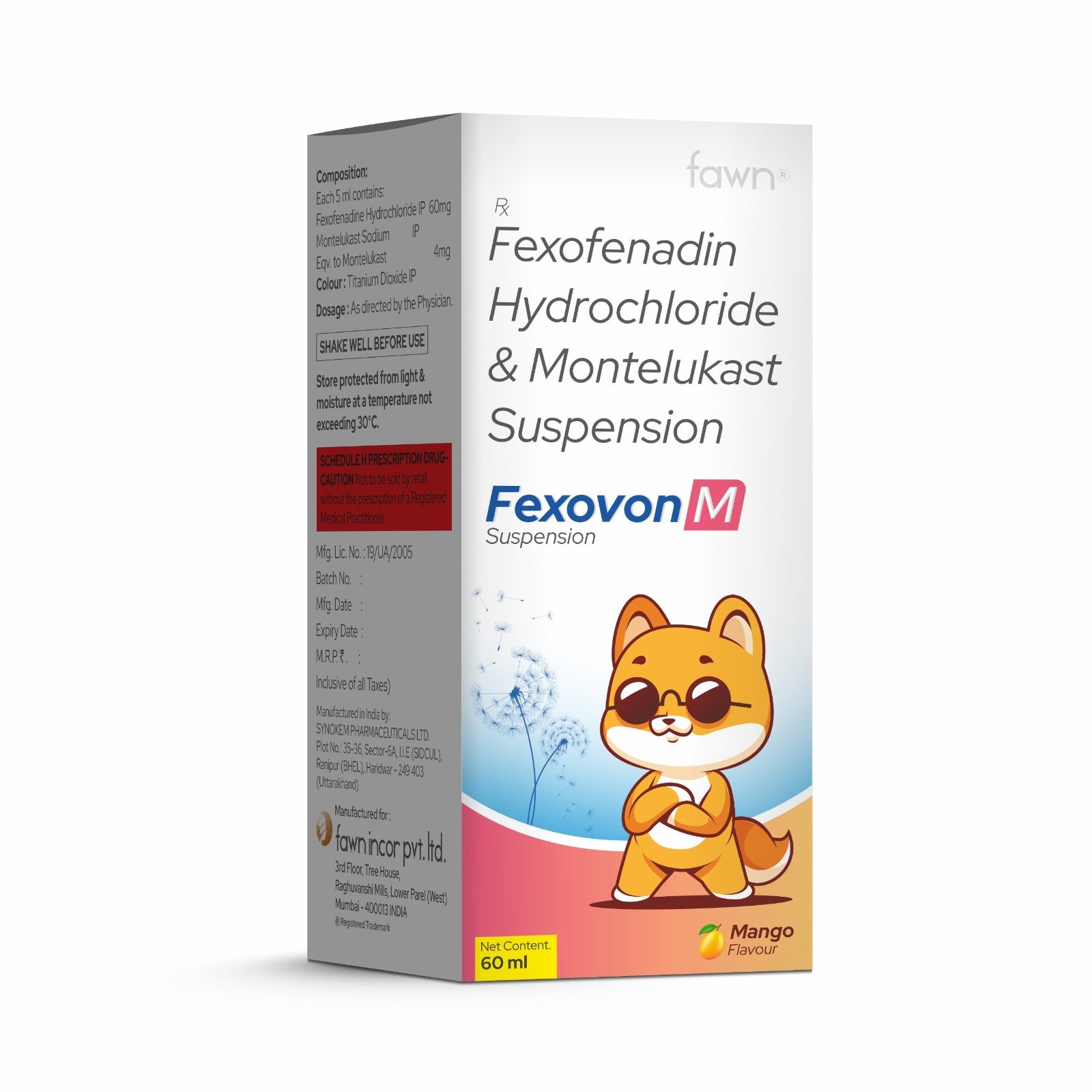 Fexofenadine Hydrochloride & Montelukast Suspension - FEXOVON M Suspension