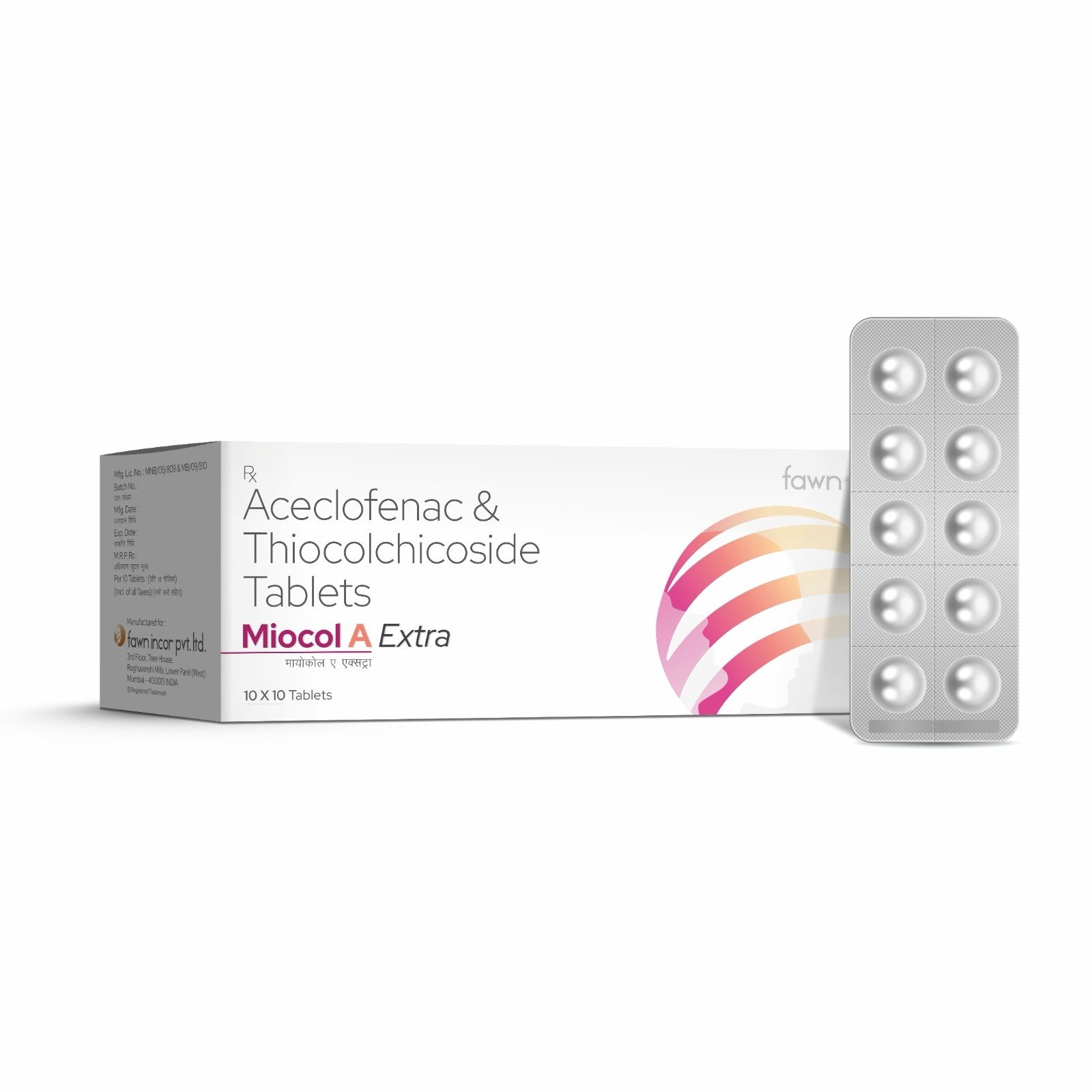 Aceclofenac & Thiocolchicoside Tablets - MIOCOL A EXTRA Tablets