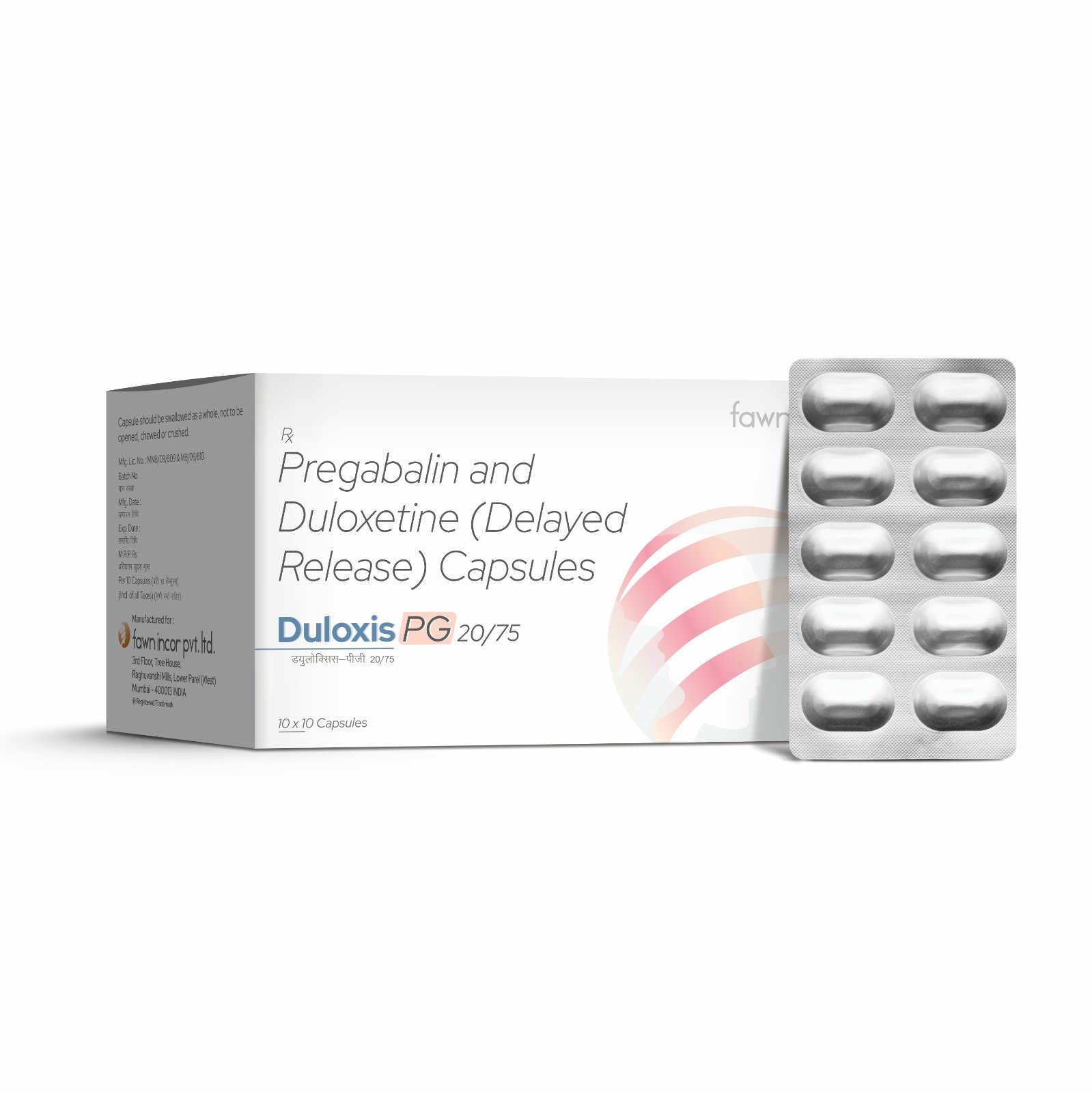 Pregabalin 75 Mg + Duloxetine 20 Mg Capsules - DULOXIS PG 20/75 Capsules