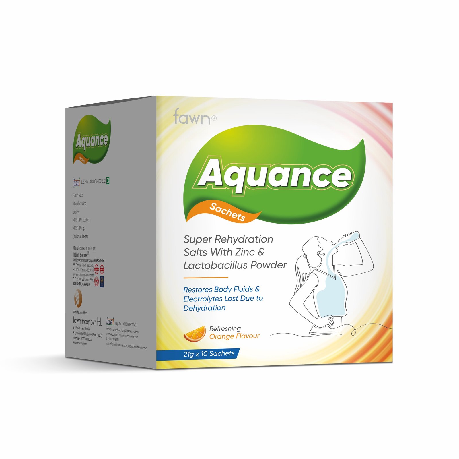 Rehydration Salts with Zinc & Lactobacillus Powder - AQUANCE Sachets