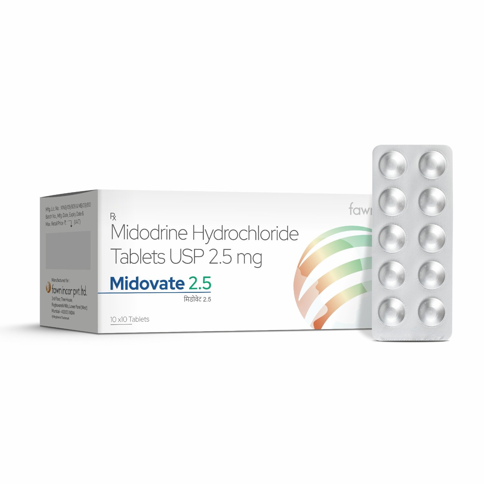 Midodrine Hydrochloride Tablets USP 2.5 MG - MIDOVATE 2.5 Tablets