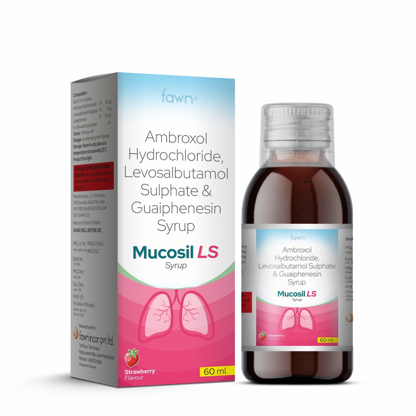 Ambroxol Hydrochloride, Levosalbutamol Sulphate and Guaiphenesin syrup - MUCOSIL LS 60 image 2