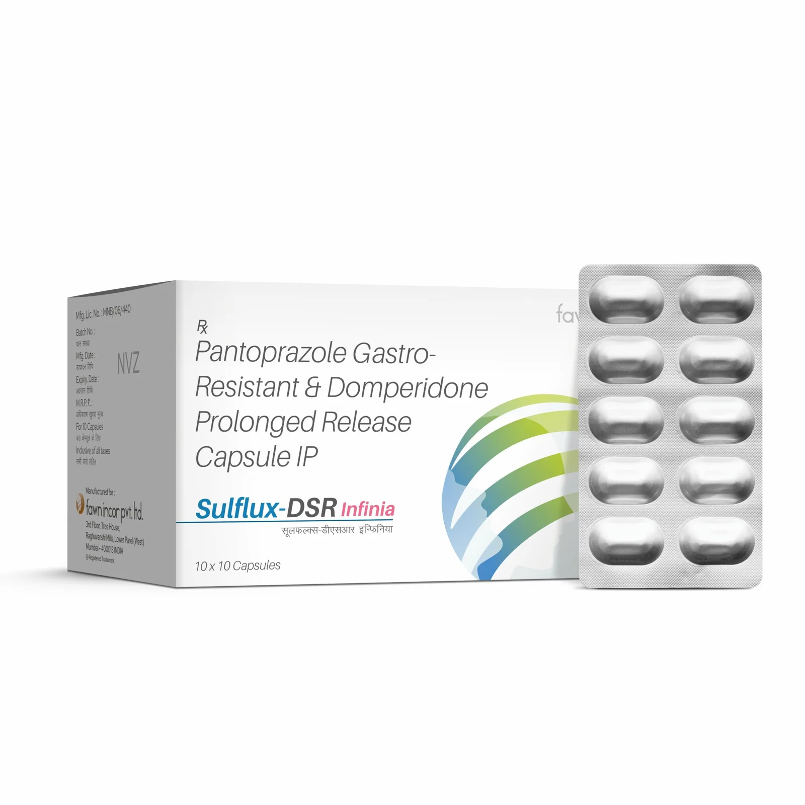 Pantoprazole Gastro Resistant & Domperidone Prolonged Release Capsules IP - SULFLXU DSR (infinia)