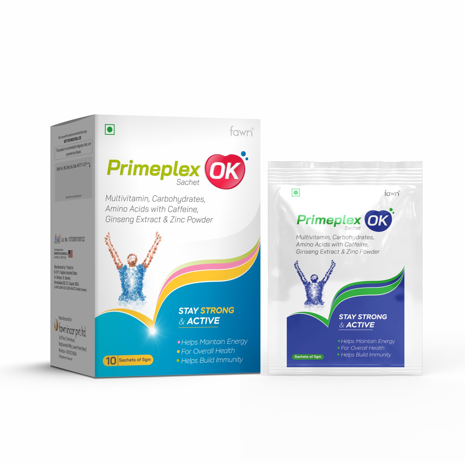 Multivitamin, Carbohydrates, Amino Acid with Caffeine, Ginseng Extract & Zinc Powder - PRIMEPLEX OK Sachets - image 2