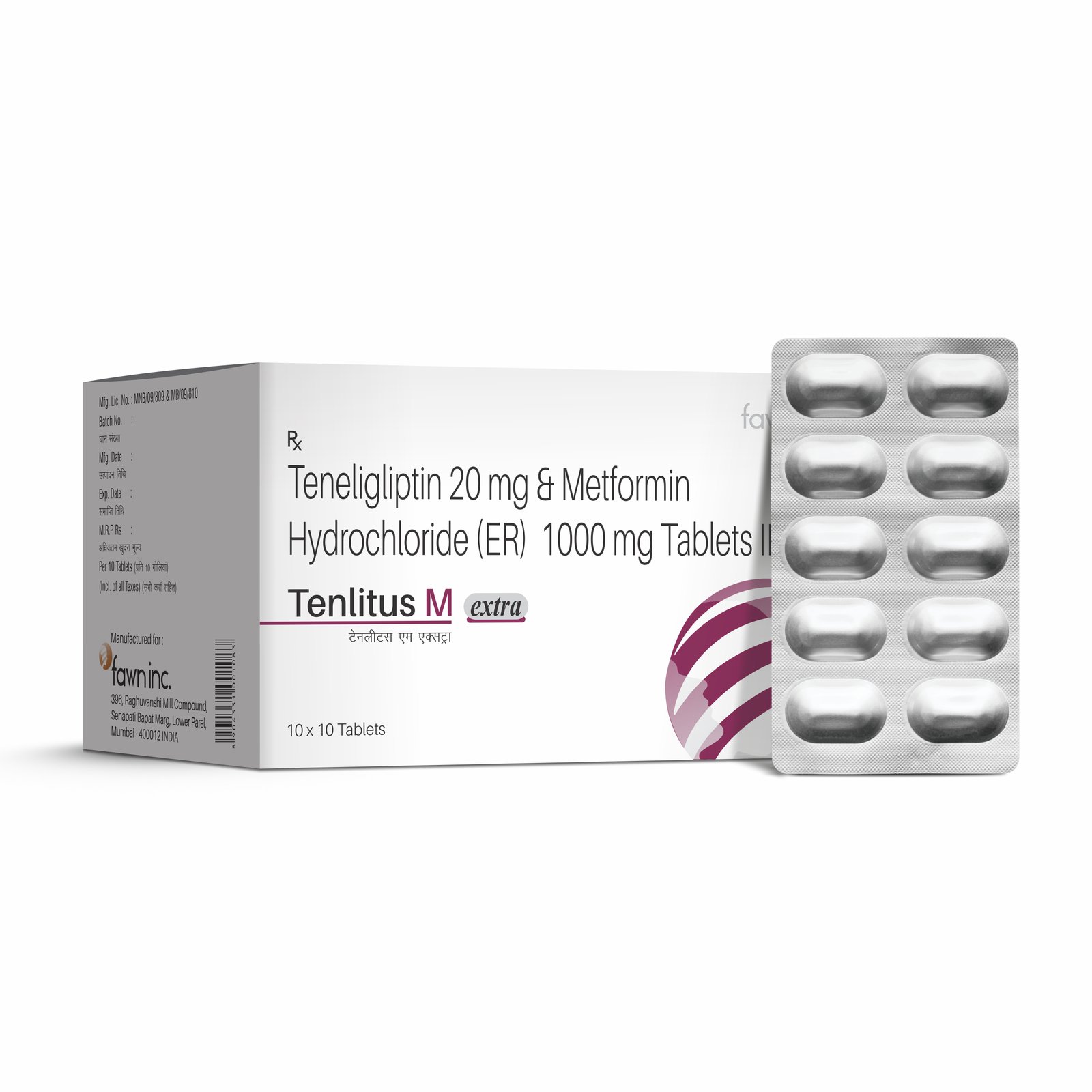 Teneligliptin & Metformin Hydrochloride Extended Release Tablets IP - TENLITUS M EXTRA image 2