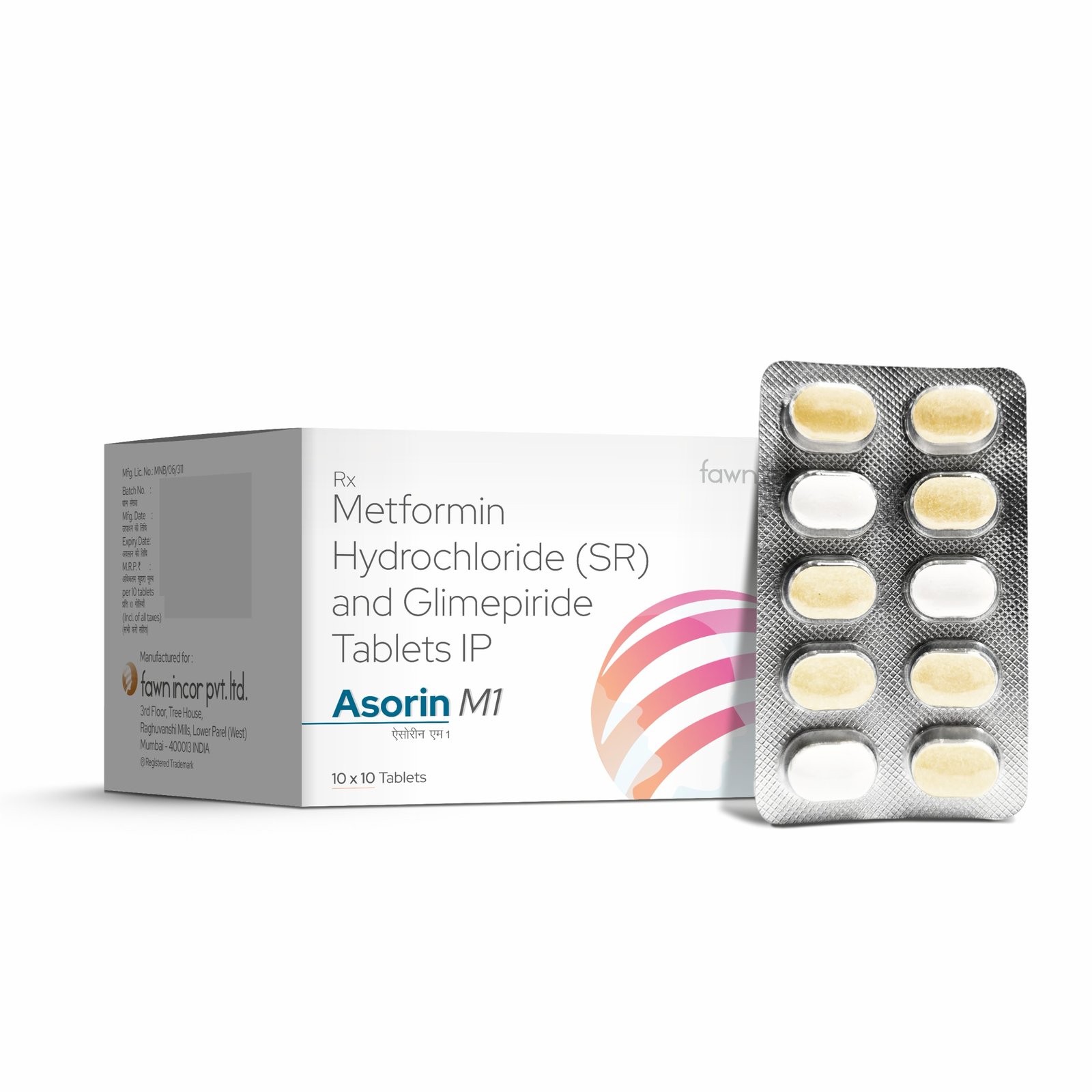 Metformin Hydrochloride Prolonged Release & Glimepiride Tablets IP - ASORIN M1 Tablets