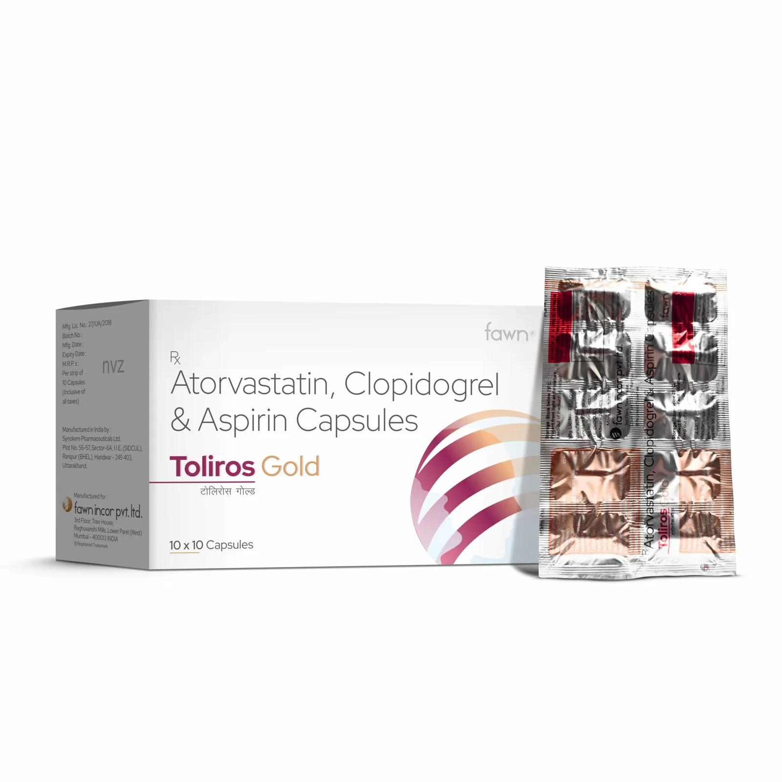 Atorvastatin Clopidogrel & Aspirin Capsules - TOLIROS GOLD