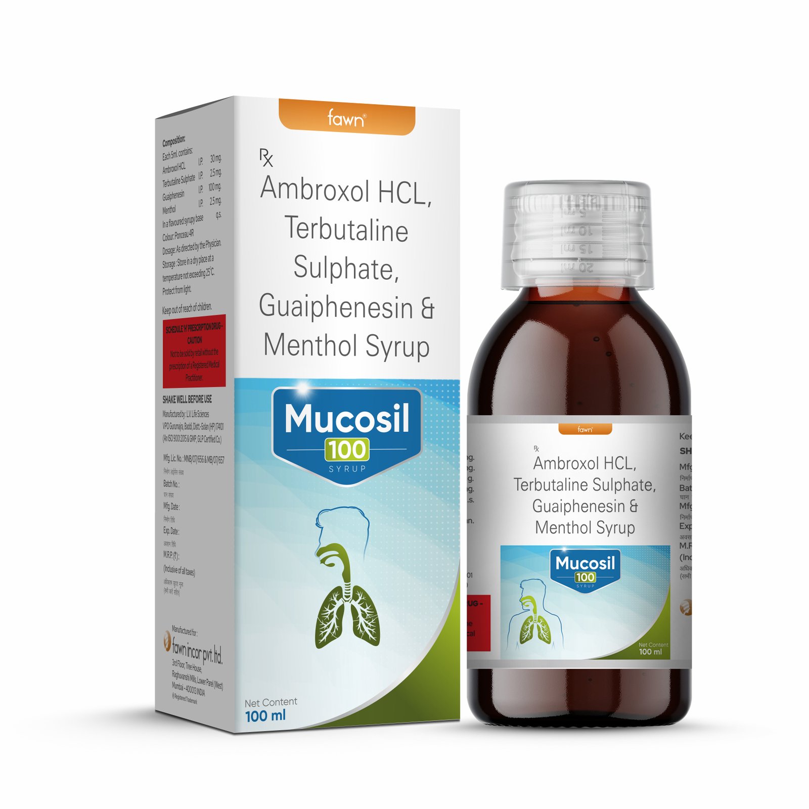 Ambroxol Hydrochloride, Terbutaline Sulphate, Guaiphenesin & Menthol Syrup 100 ML - MUCOSIL 100 - image 2