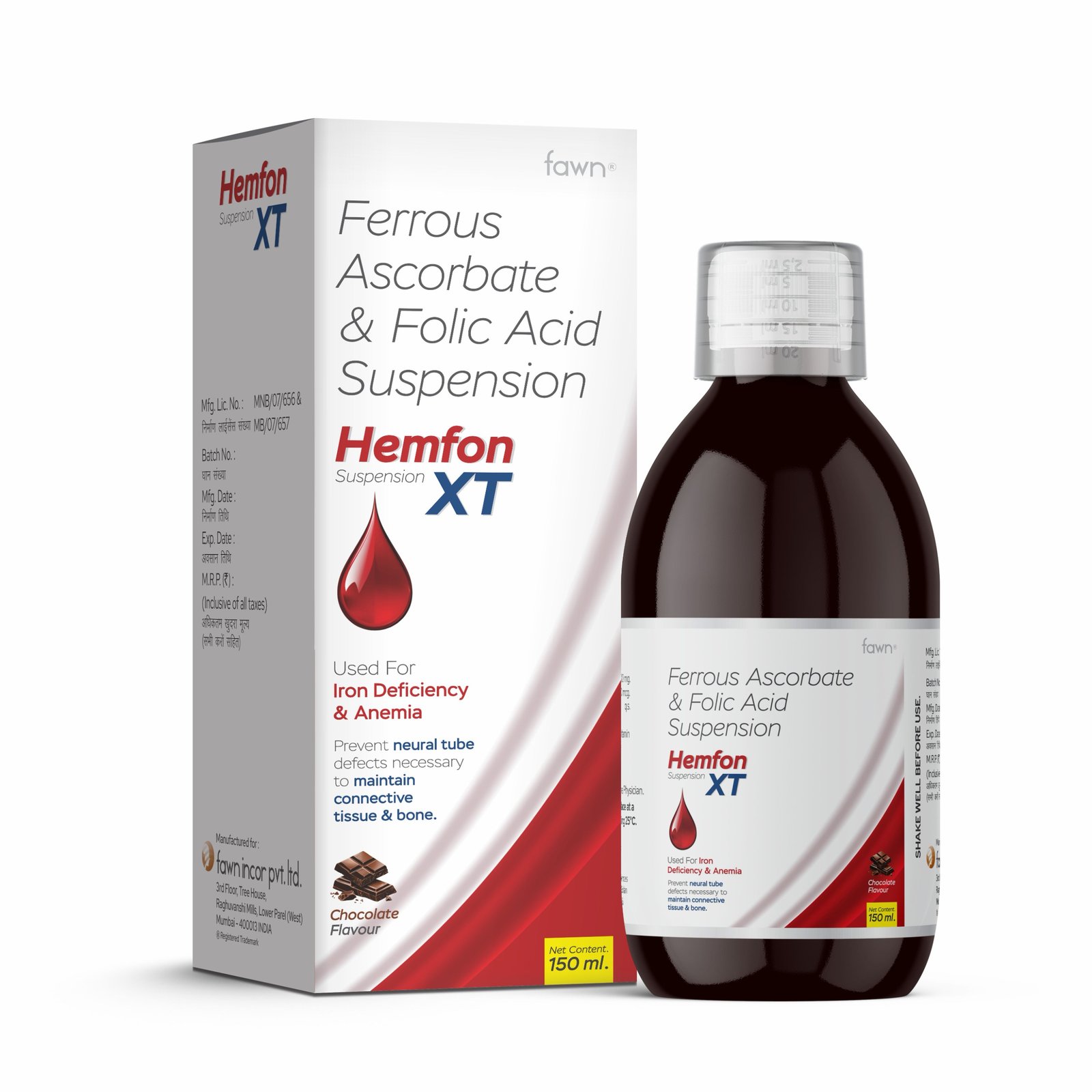 Ferrous Ascorbate & Folic Acid Suspension - HEMFON XT Suspension