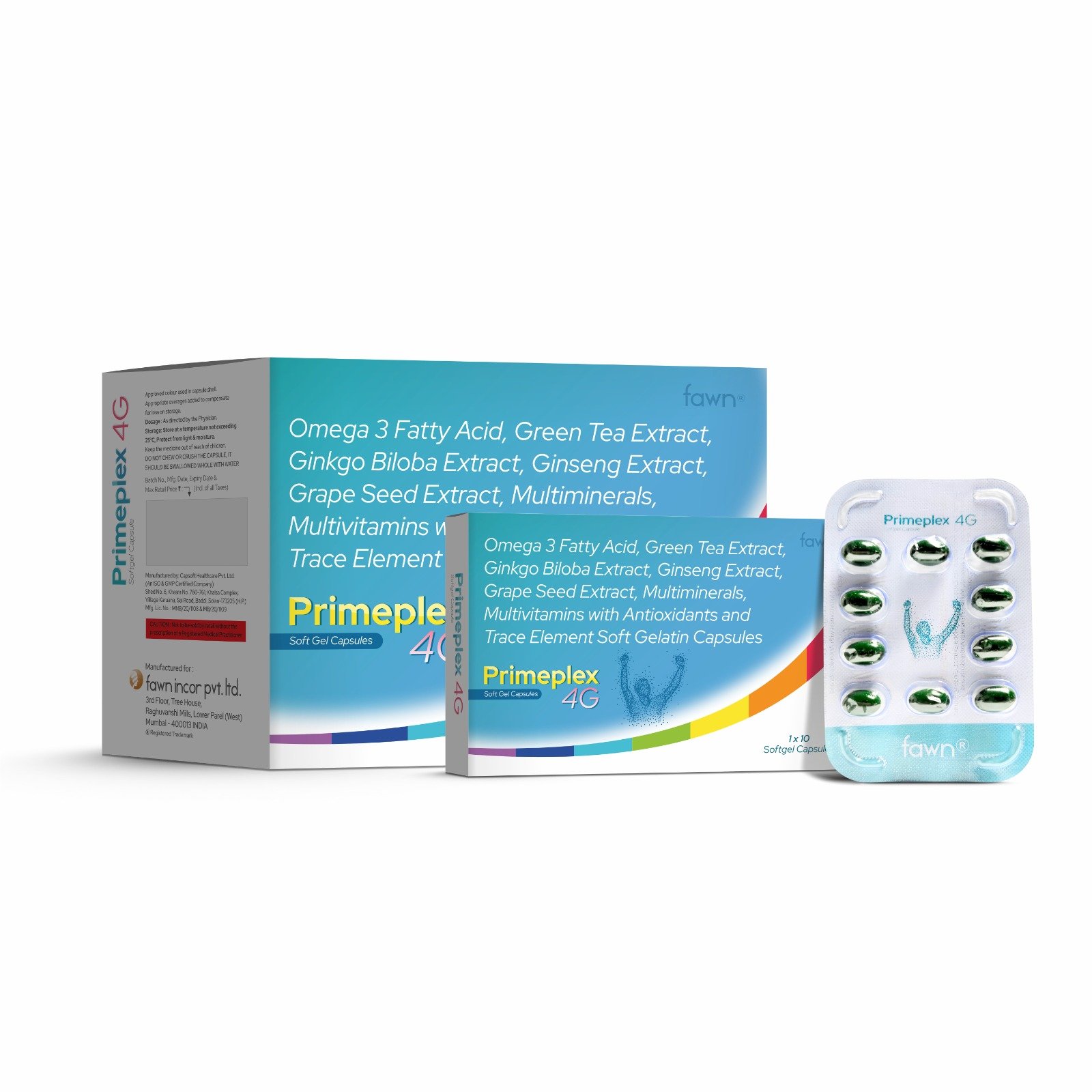 Omega 3-Fatty Acid, Green Tea Extract, Ginkgo Biloba, Ginseng, Grape seed Extract, Antioxidants, Vitamins & Minerals - PRIMEPLEX 4G
