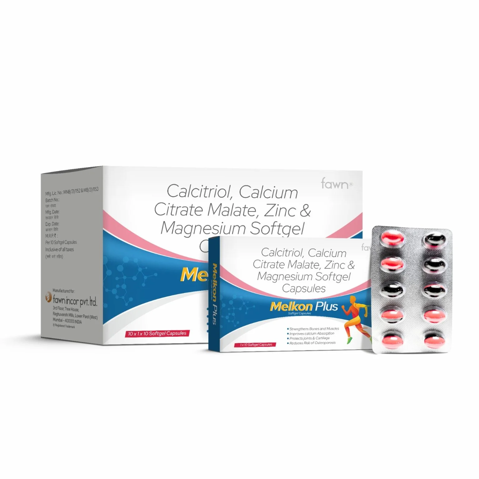 Calcitriol, Calcium Citrate Maleate, Zinc Oxide & Magnesium Oxide Soft Gelatin Capsules - MELKON PLUS