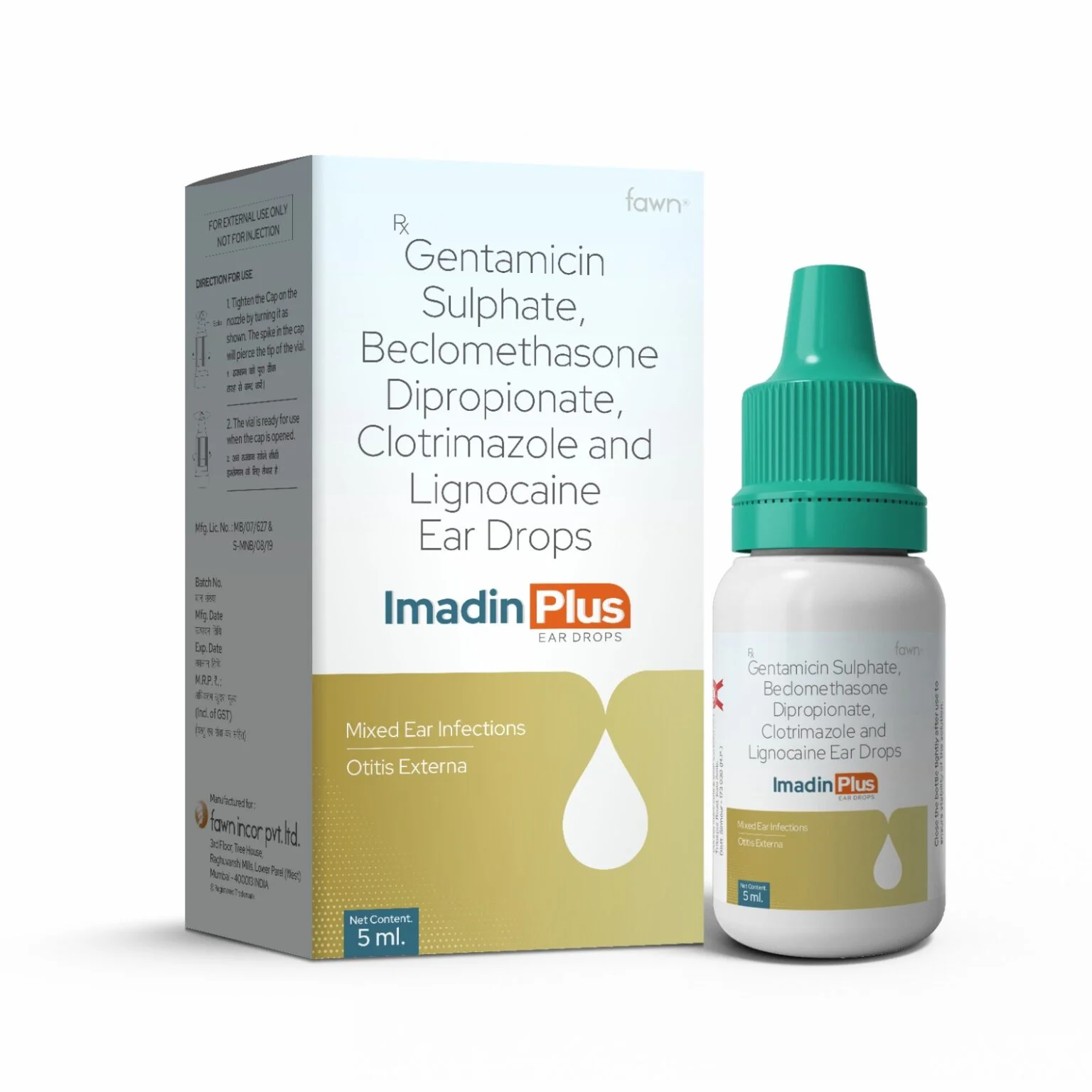 Gentamicin Clotrimazole Lignocaine HCL & Beclomethasone Dipropionate Ear Drops - IMADIN PLUS image 2