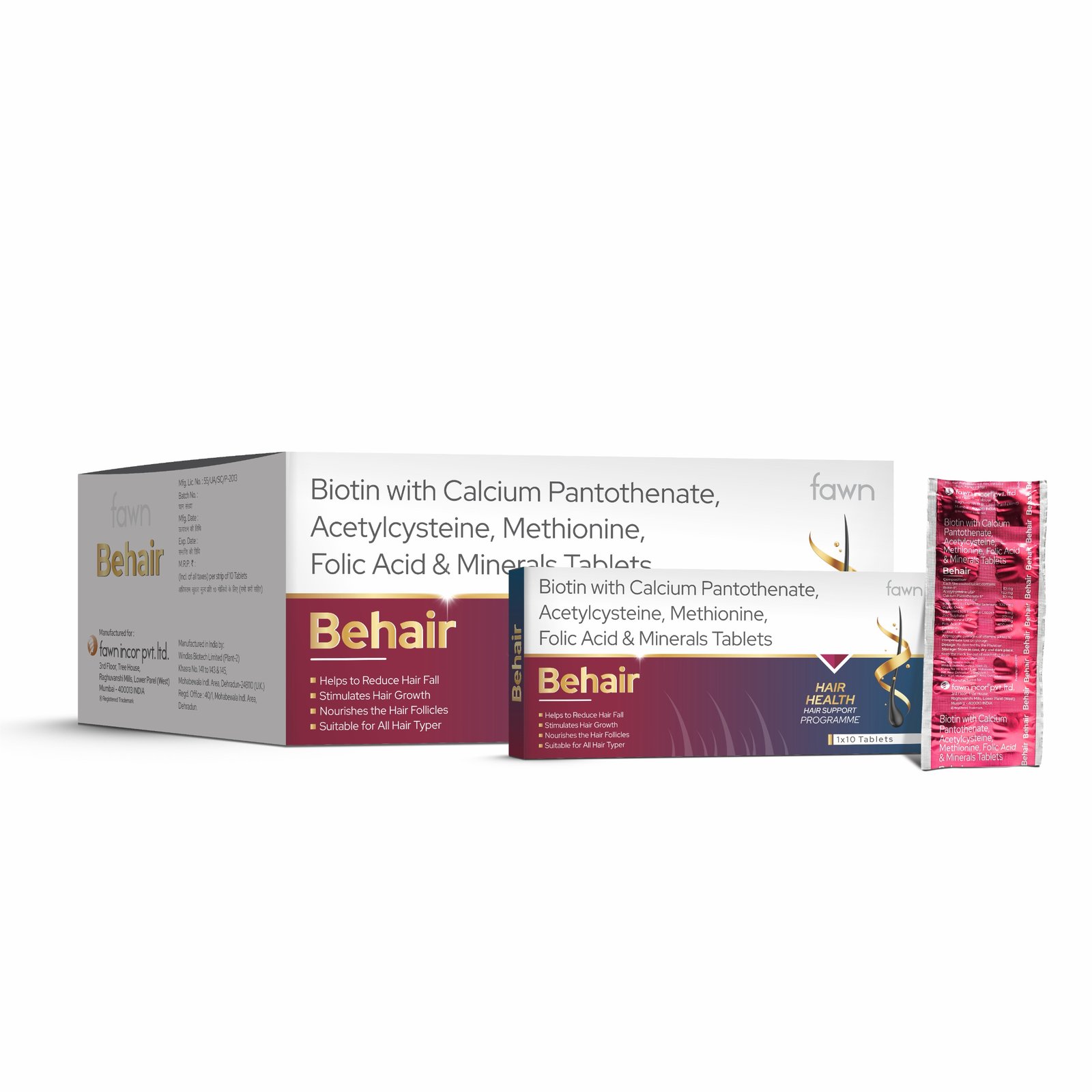 Biotin + Calcium Pantothenate + N-Acetyl Cysteine + Minerals Tablets - BEHAIR