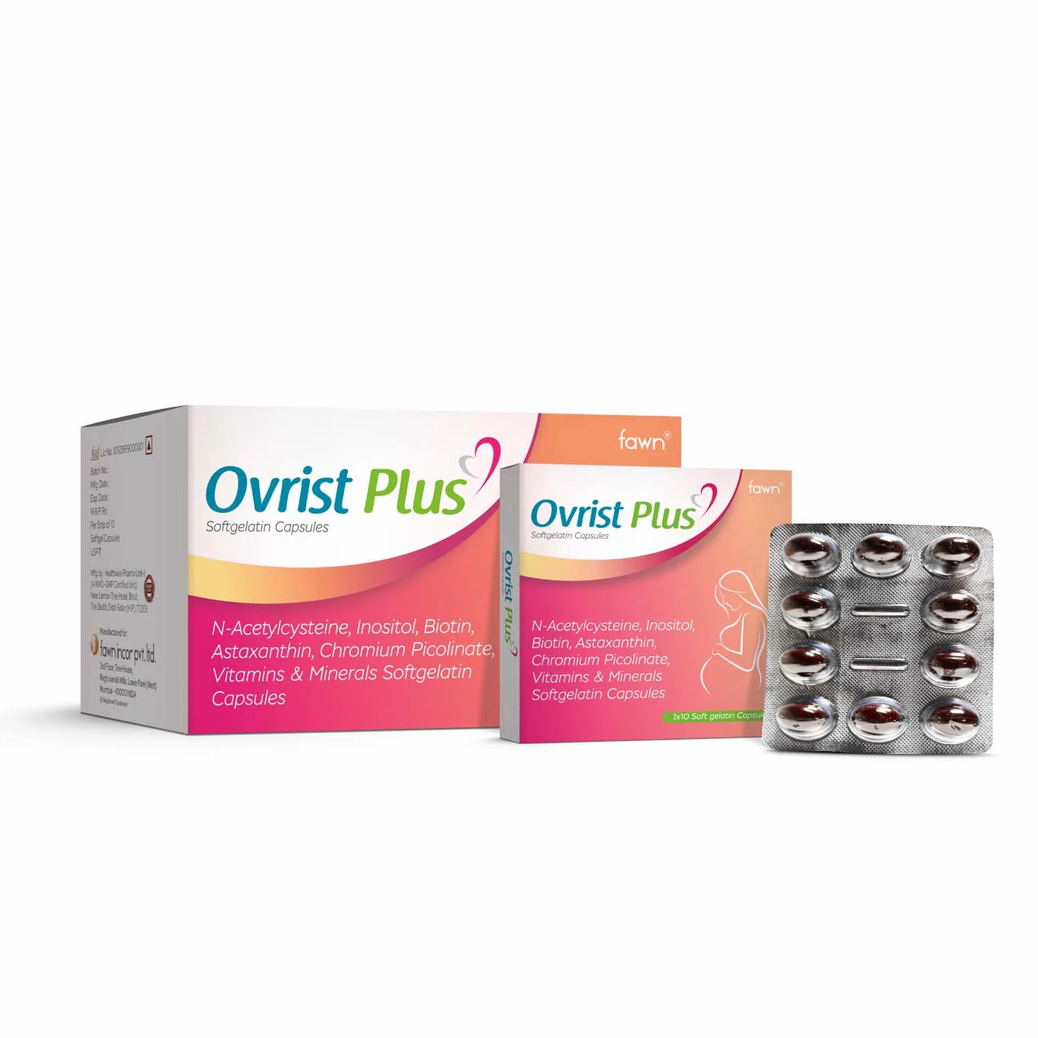 N Acetylcysteine, Inositol, Biotin, Astaxanthin, Chromium Picolinate with vitamins & minerals softgel capsules - OVRIST PLUS