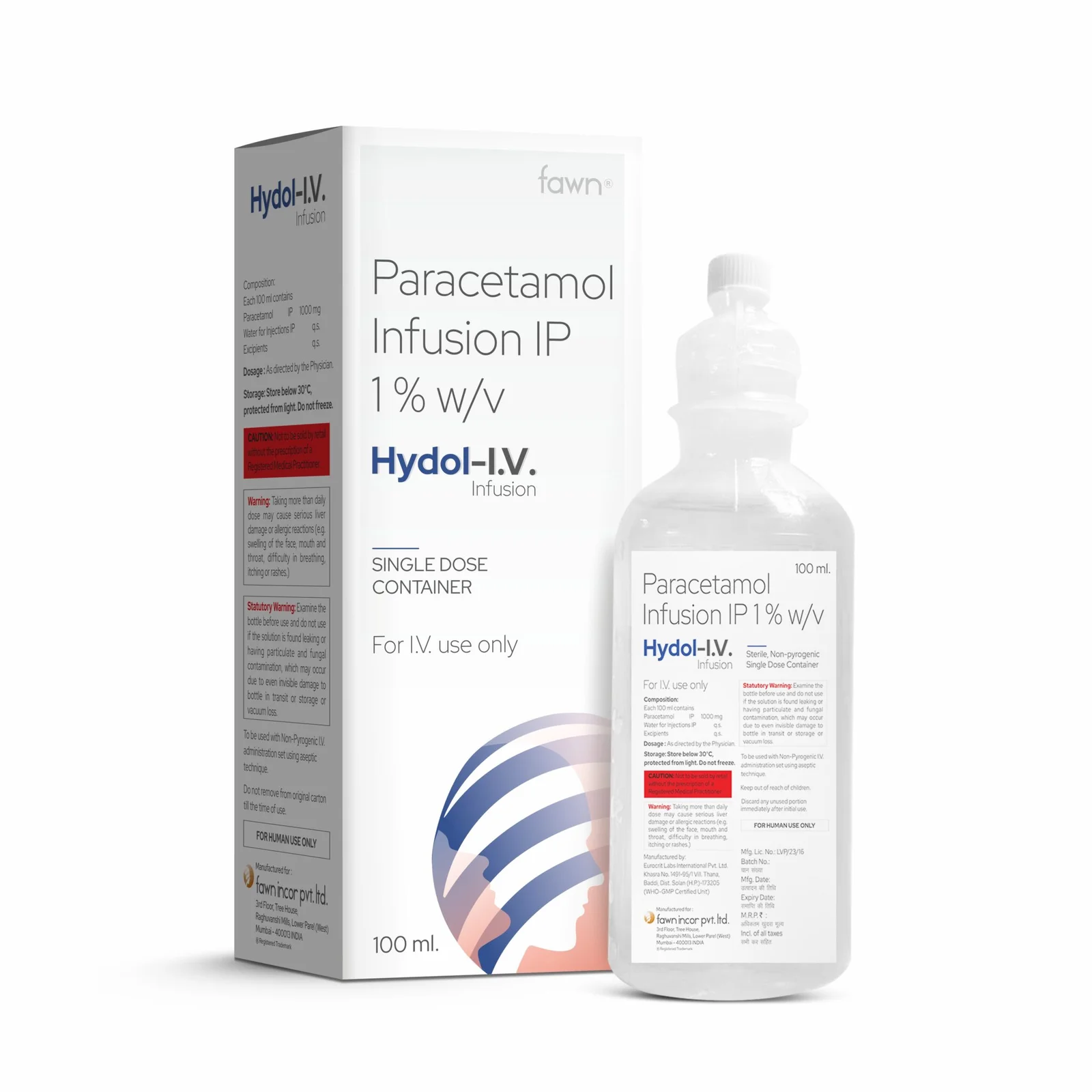 Paracetamol Infusion IP 1.0% w/v - HYDOL I.V