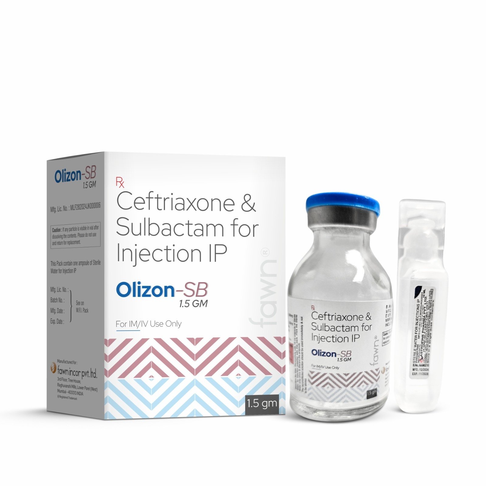 Ceftriaxone & Sulbactam for Injection 1.5 GM - OLIZON SB 1500