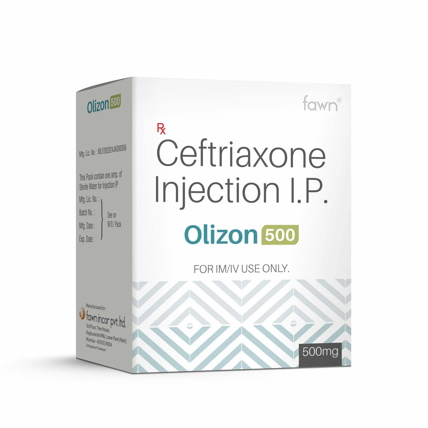 Ceftriaxone Injection IP 500 Mg - OLIZON 500