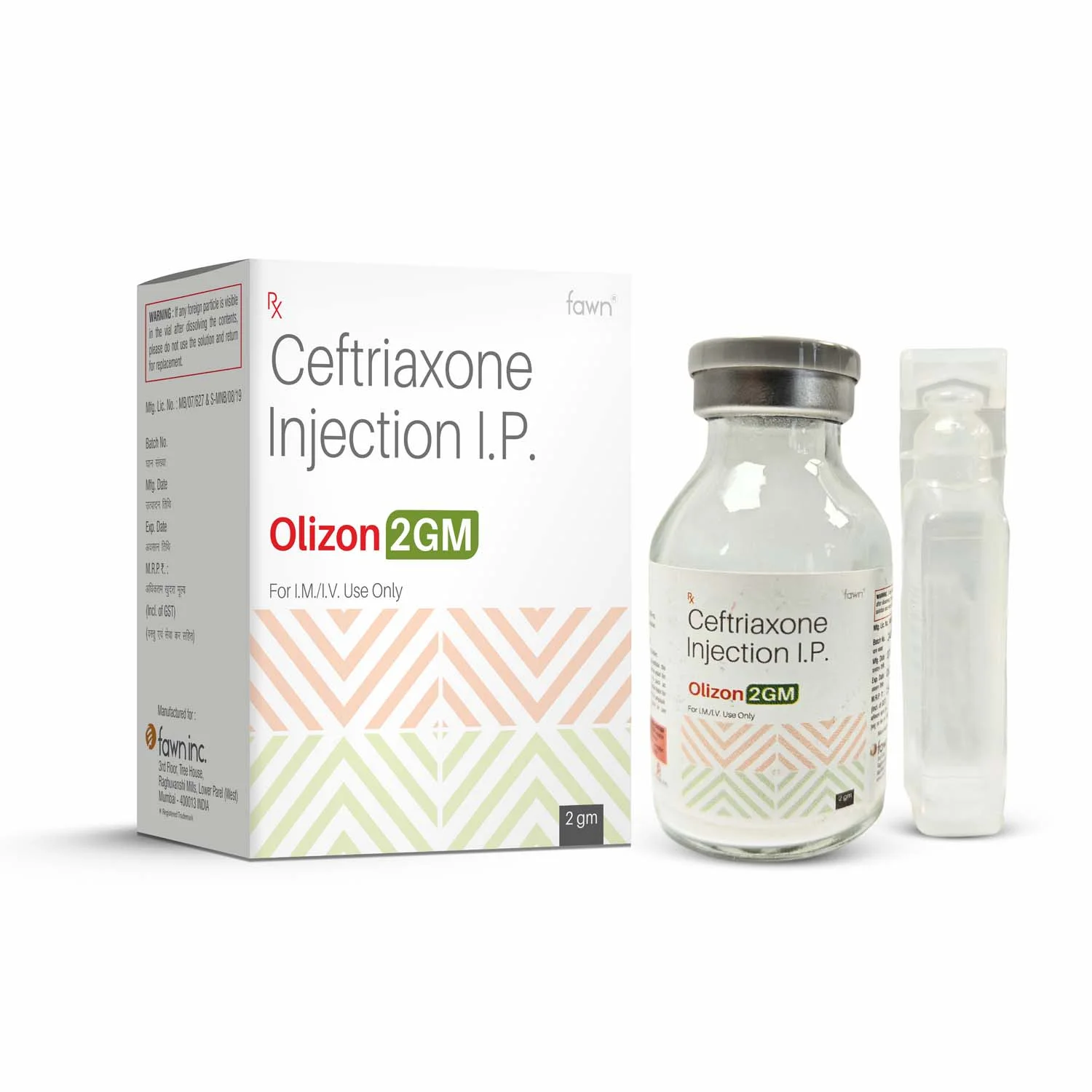 Ceftriaxone Injection IP - OLIZON 2000