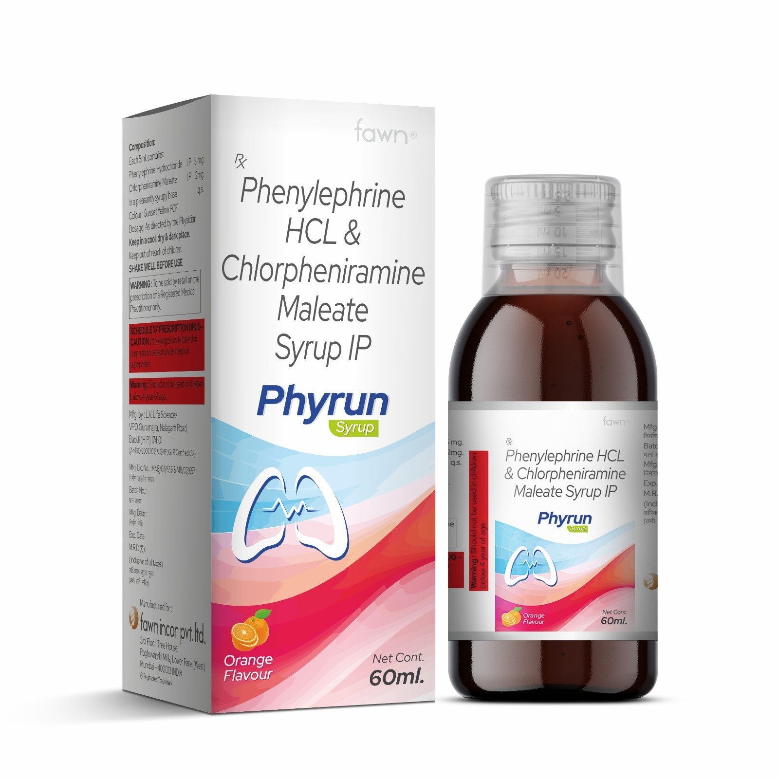 Phenylephrine Hydrochloride & Chlorpheniramine Maleate Syrup IP - PHYRUN Syrup