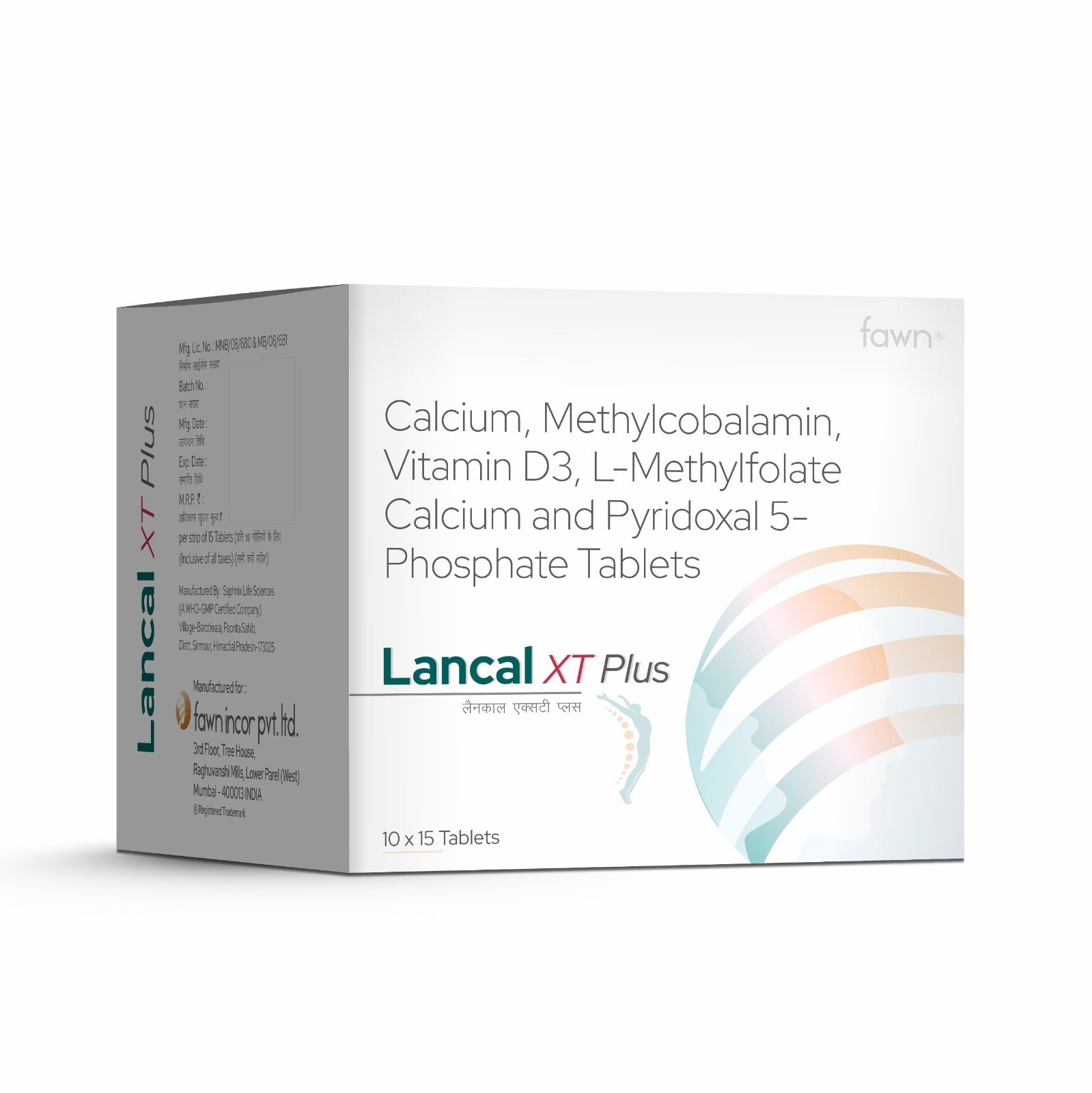 Calcium Carbonate + Vitamin D3 + Methylcobalamin + L-Methyl Folate Calcium + Pyridoxal-5-Phosphate Tablets - LANCAL XT PLUS