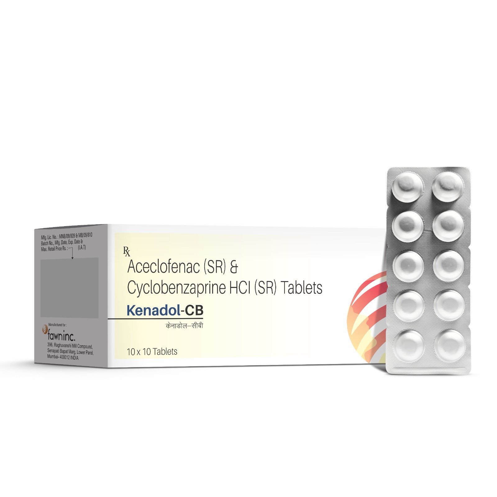Aceclofenac (SR) 200 Mg & Cyclobenzaprine HCl (SR) 15 Mg Tablets - KENADOL CB