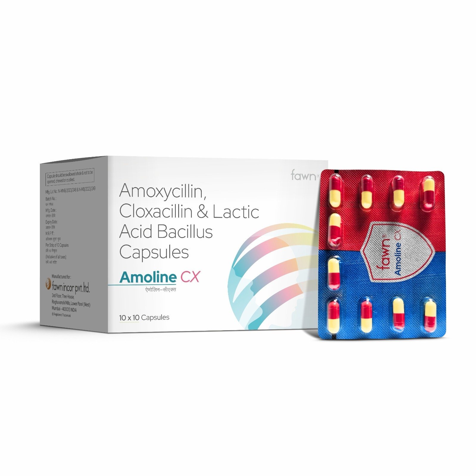 Amoxycillin, Cloxacillin & Lactobacillus Capsules - AMOLINE CX