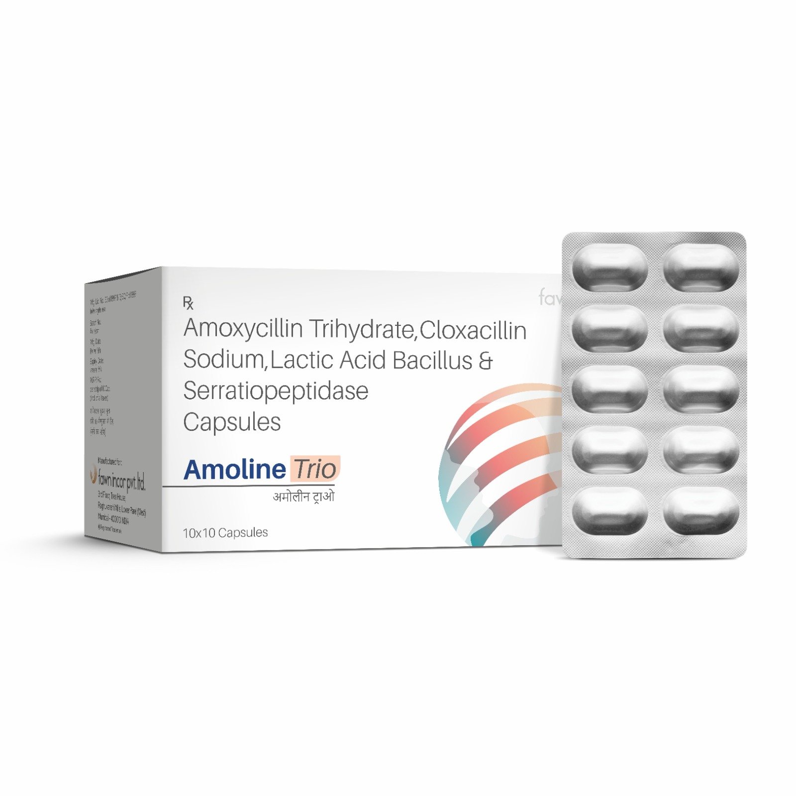 Amoxycillin Trihydrate, Cloxacillin Sodium, Lactic Acid Bacillus & Serratiopeptidase Capsules - AMOLINE TRIO - image 2
