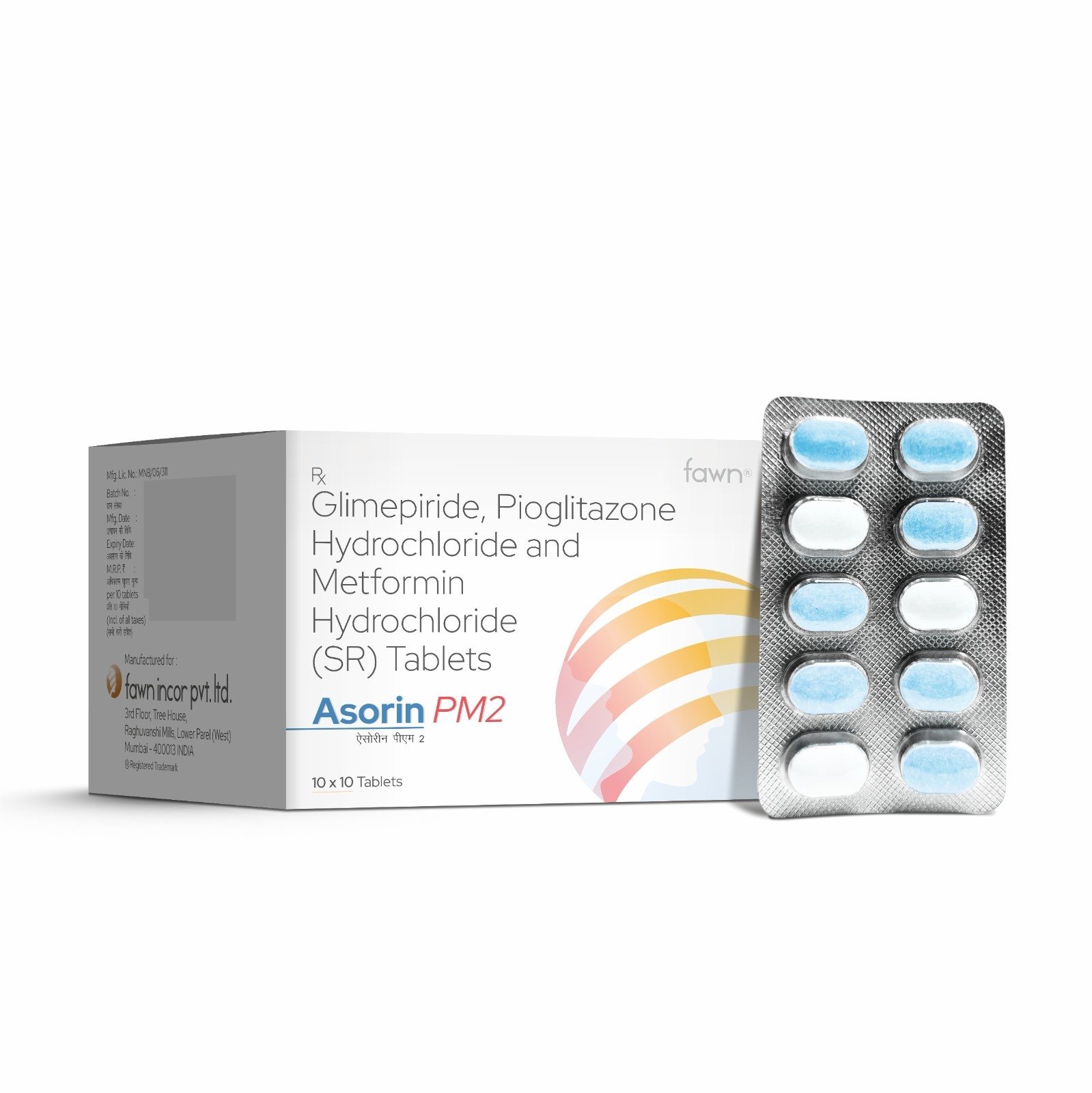 Glimepiride Pioglitazone Hydrochloride & Metformin Hydrochloride (SR) Tablets - ASORIN PM 2 Tablets