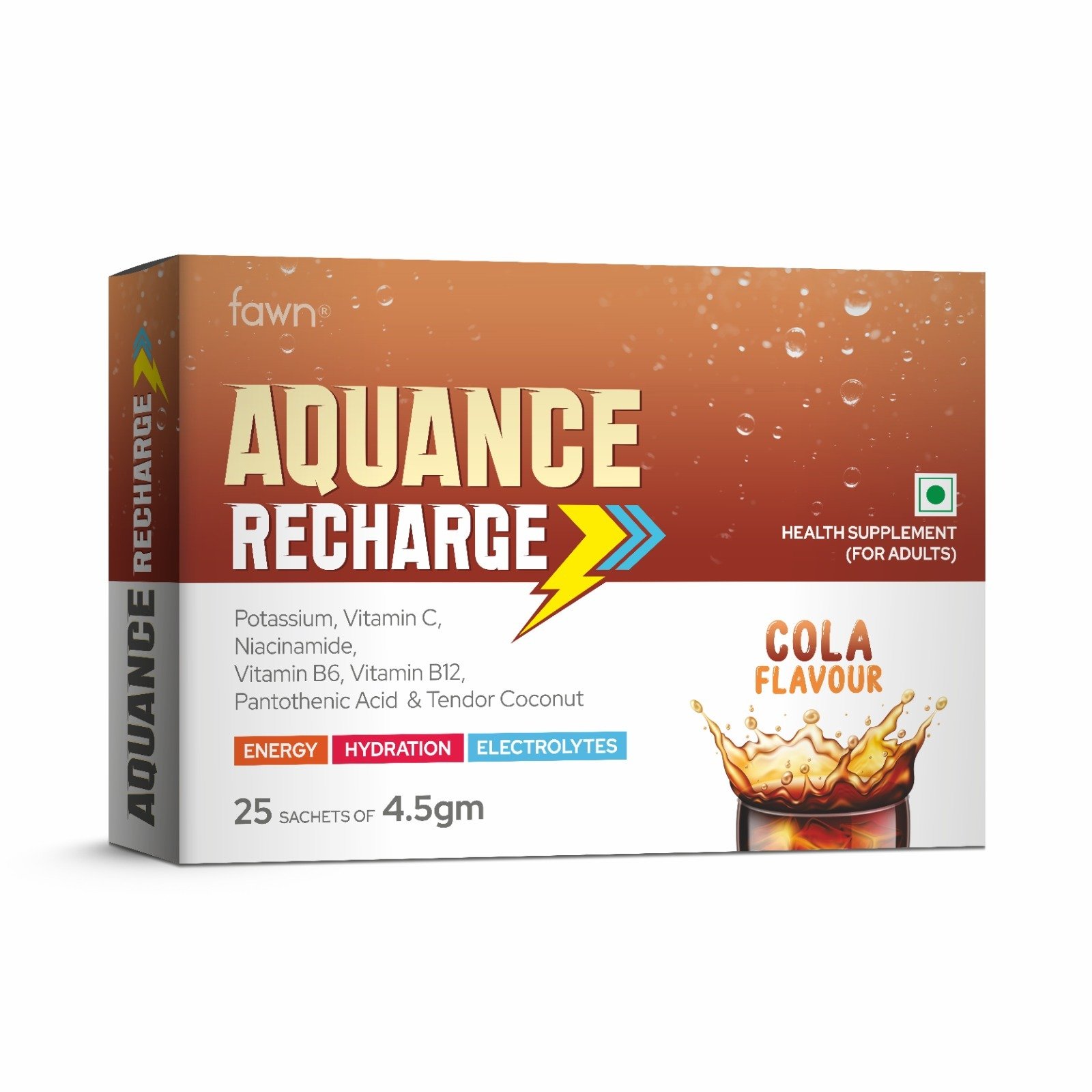 Potassium, Vitamin C, Niacinamide, Vitamin B6, B12 & Tender Coconut Sachets - AQUANCE RECHARGE Sachets