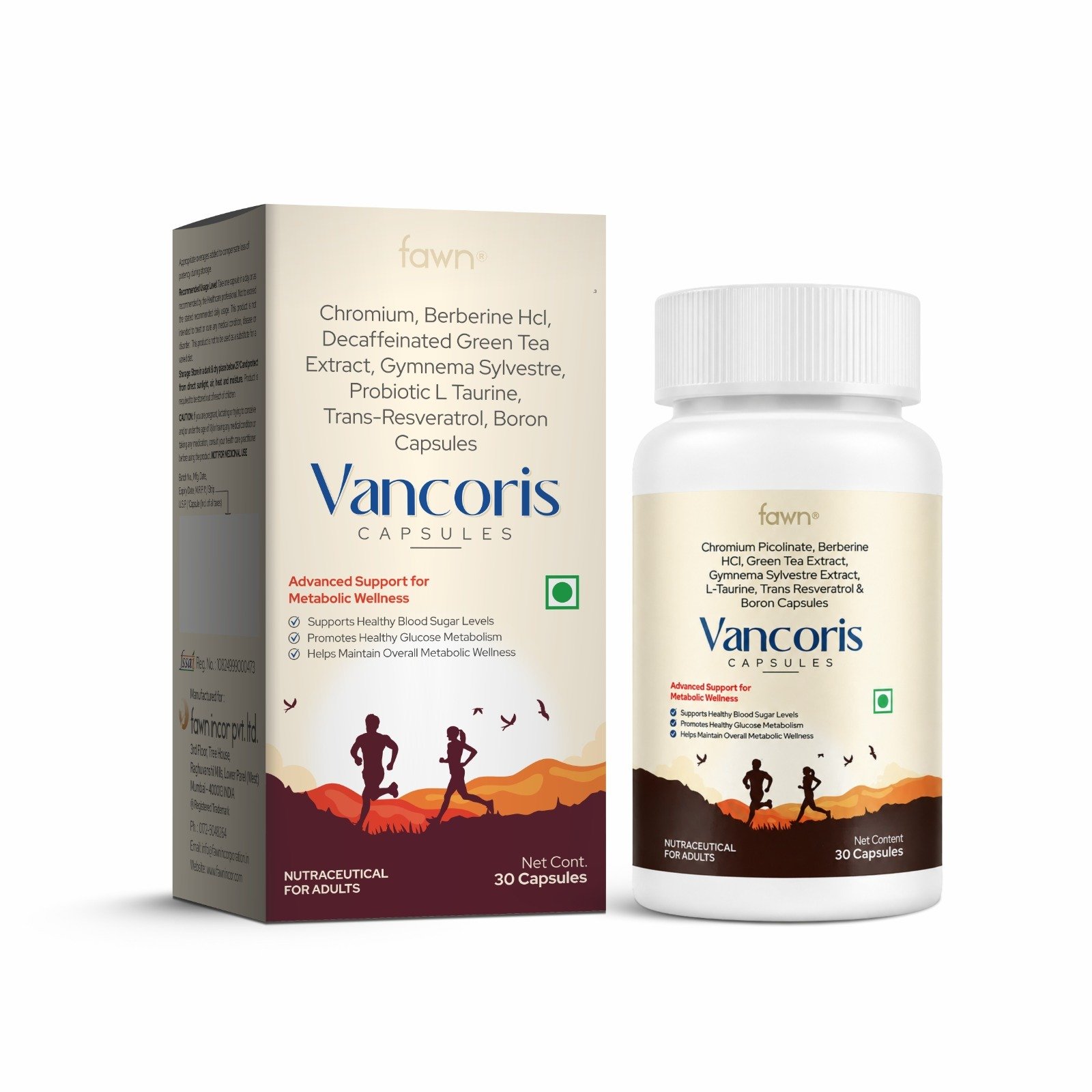 Chromium, Berberine HCl, Green Tea, Gymnema, Taurine & Resveratrol Capsules - Vancoris Capsules