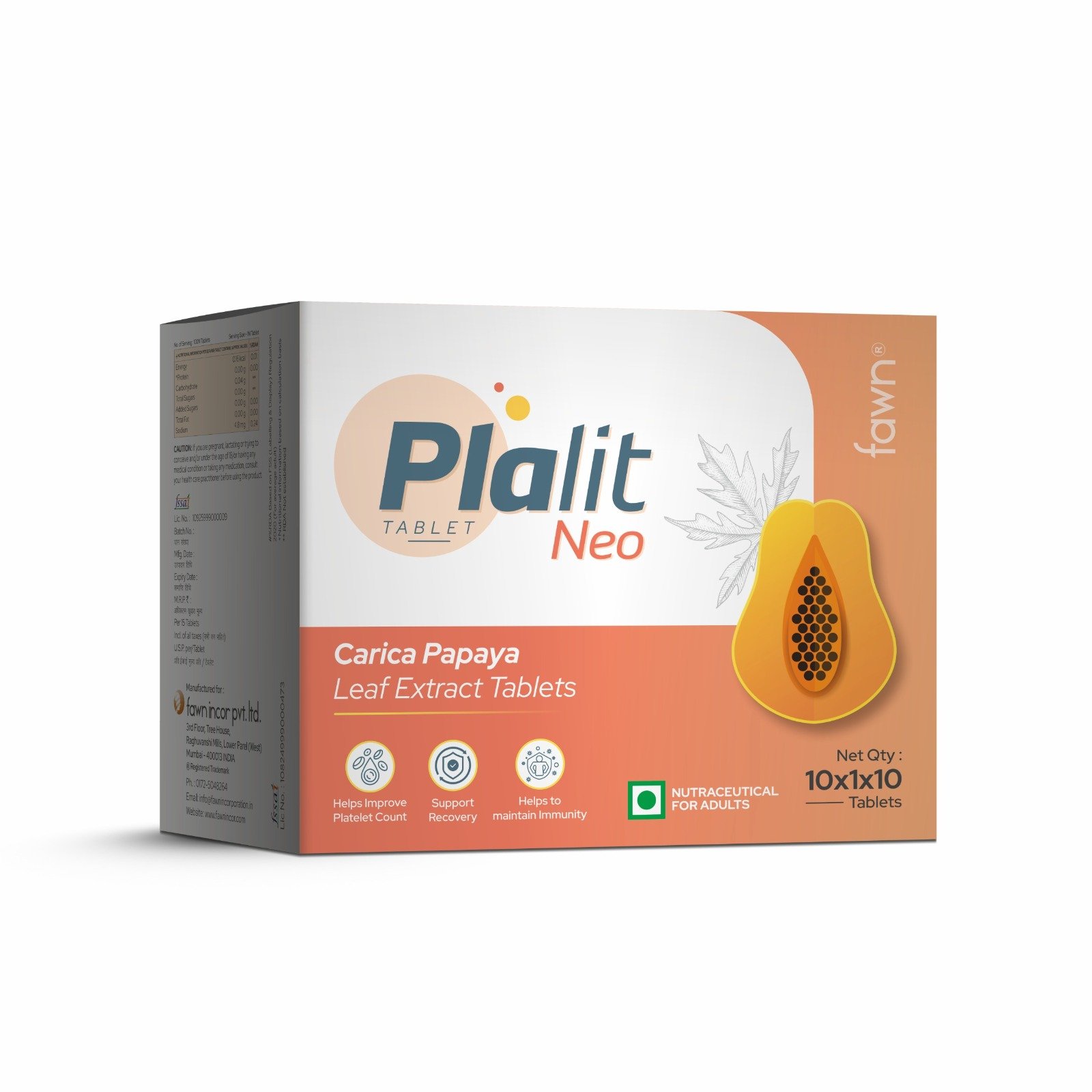 Carica Papaya Leaf Extract Tablets - PLALIT NEO Tablet