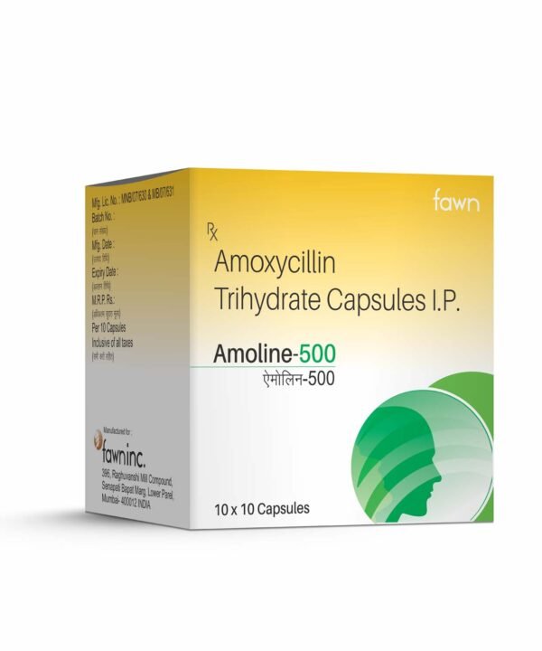 Amoxycillin 500 mg Trihydrate Capsules - AMOLINE 500 Capsules