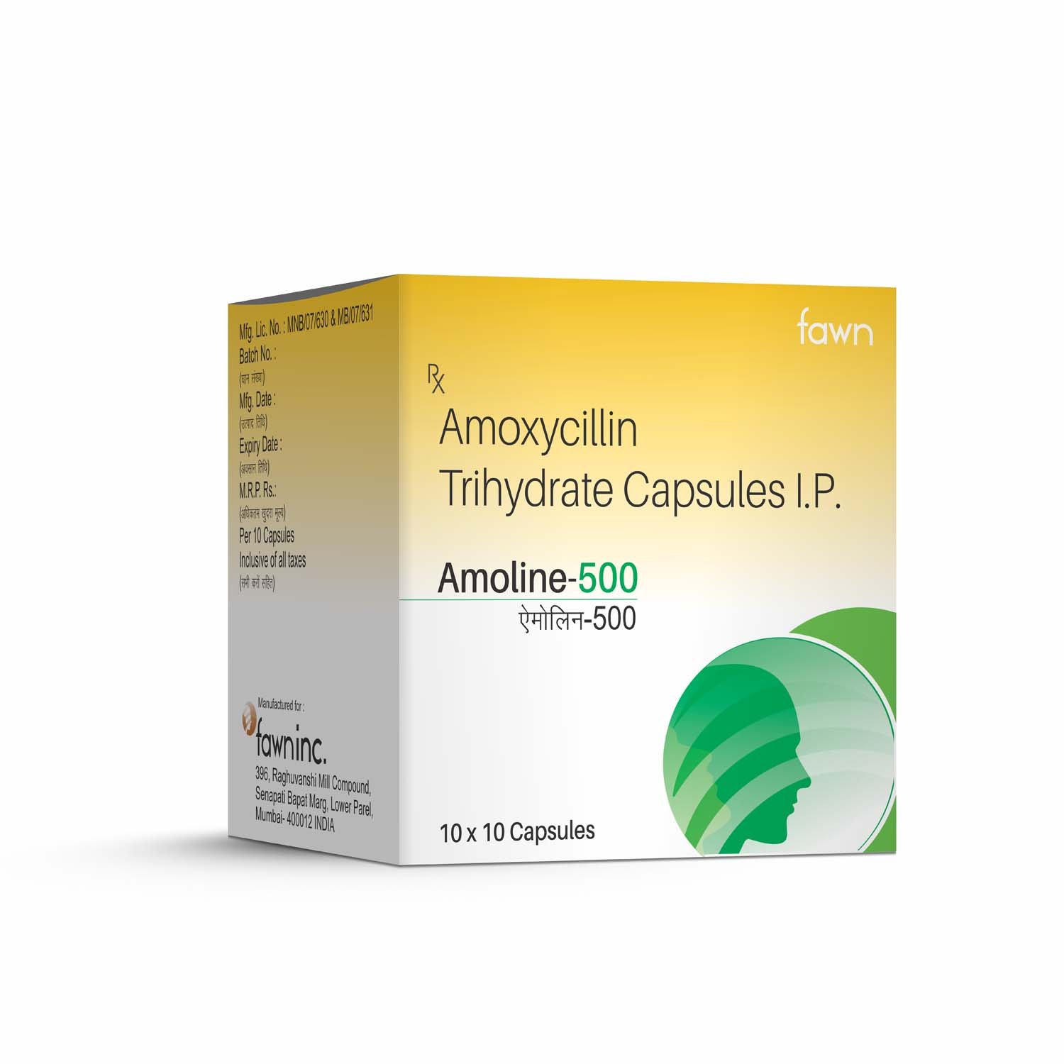 Amoxycillin 500 mg Trihydrate Capsules - AMOLINE 500 Capsules