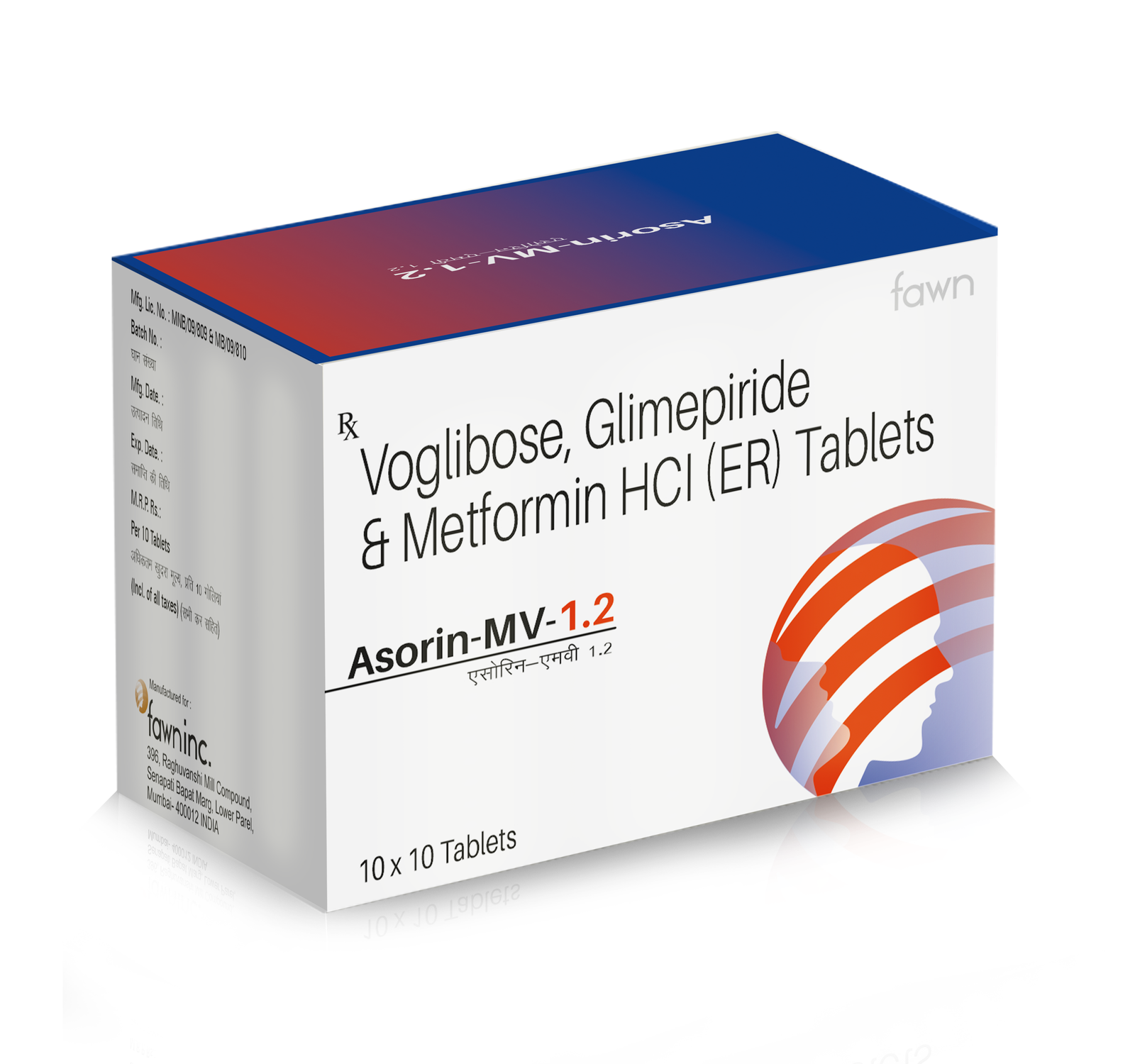 Glimepiride 1 mg + Metformin 500 mg + Voglibose 0.2 mg ER Tablets