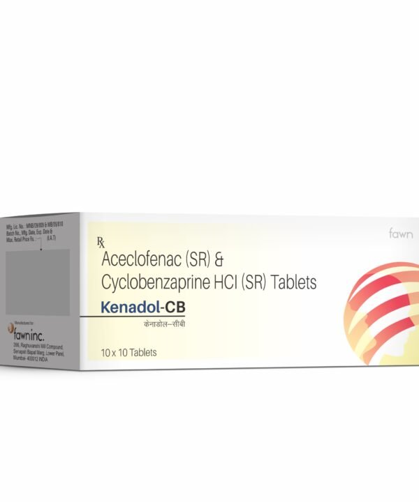 Aceclofenac (SR) 200 Mg & Cyclobenzaprine HCl (SR) 15 Mg Tablets – KENADOL CB