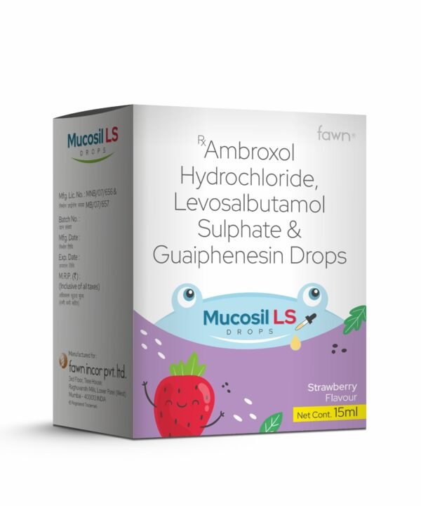 Ambroxol Hydrochloride, Levosalbutamol & Guaiphenesin Drops - MUCOSIL LS Drops - Fawn Incor