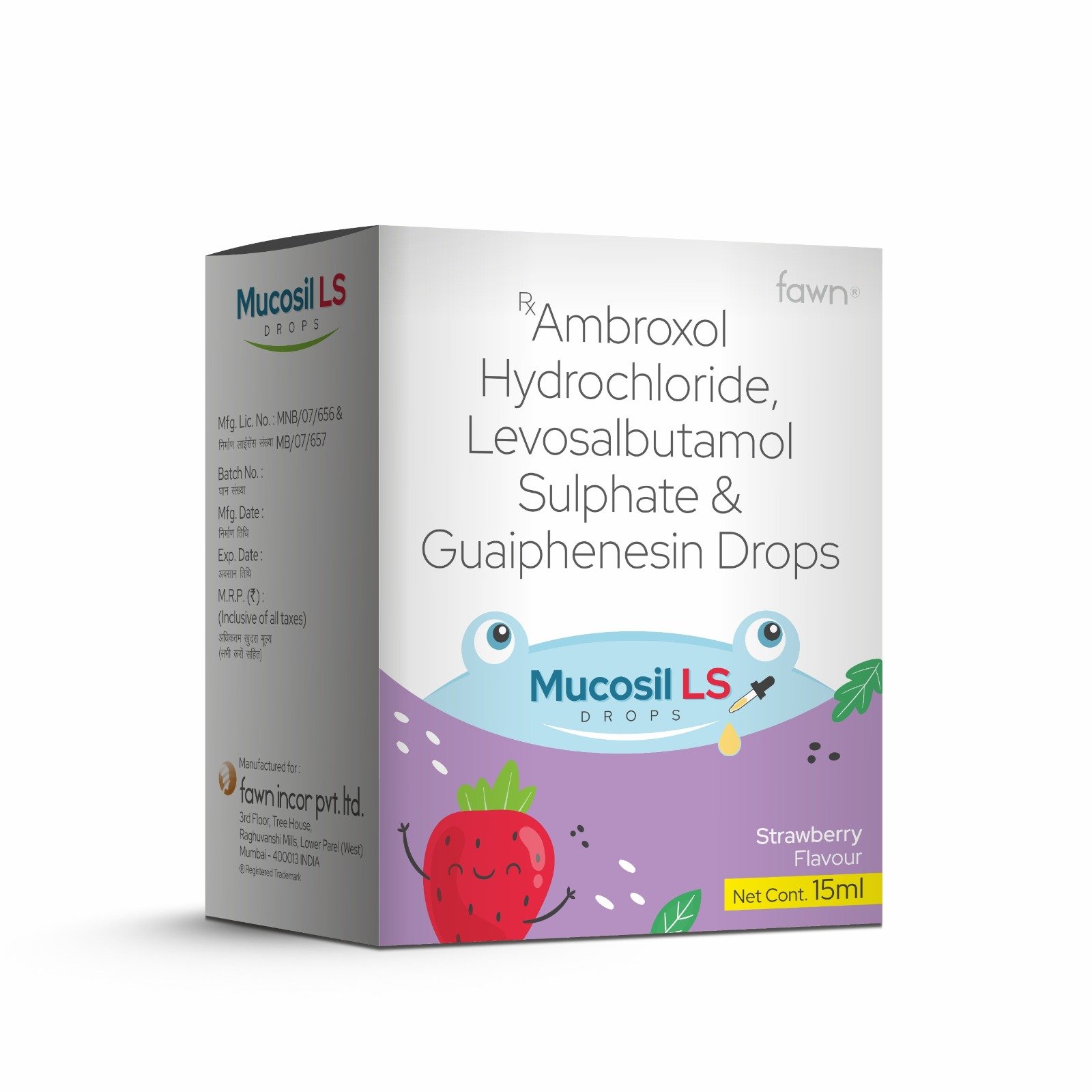 Ambroxol Hydrochloride, Levosalbutamol & Guaiphenesin Drops - MUCOSIL LS Drops - Fawn Incor