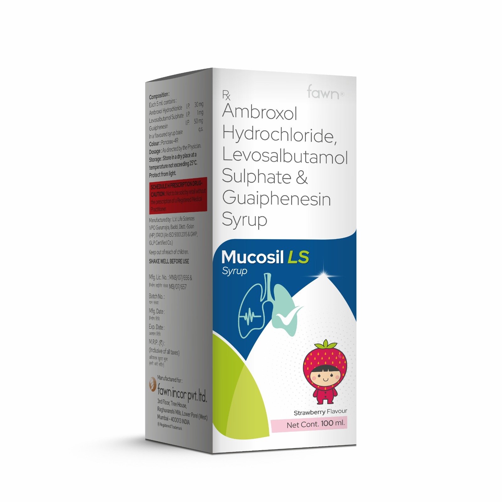 Ambroxol Hydrochloride, Levosalbutamol Sulphate & Guaiphenesin Syrup - MUCOSIL LS Syrup - Fawn Incor
