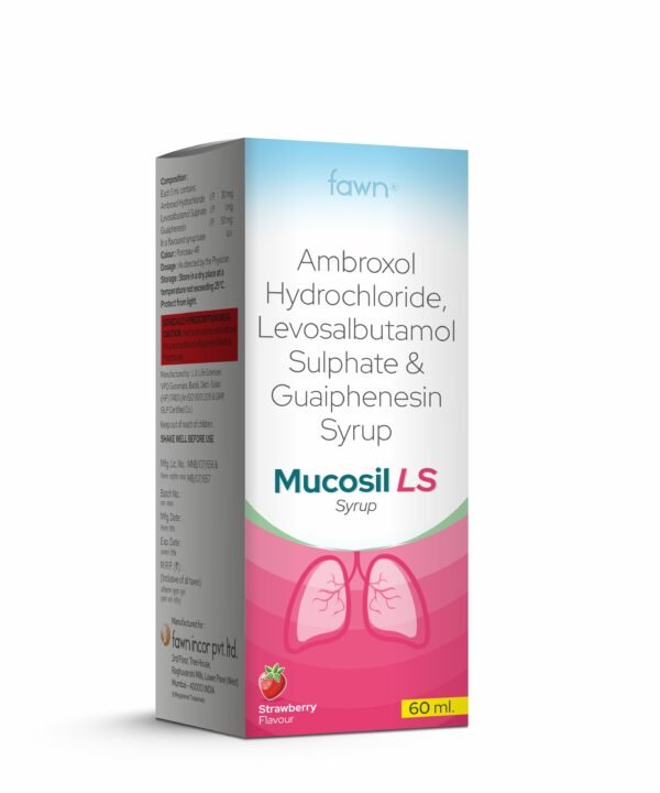 Ambroxol Hydrochloride, Levosalbutamol Sulphate and Guaiphenesin syrup - MUCOSIL LS 60 - Fawn Incor