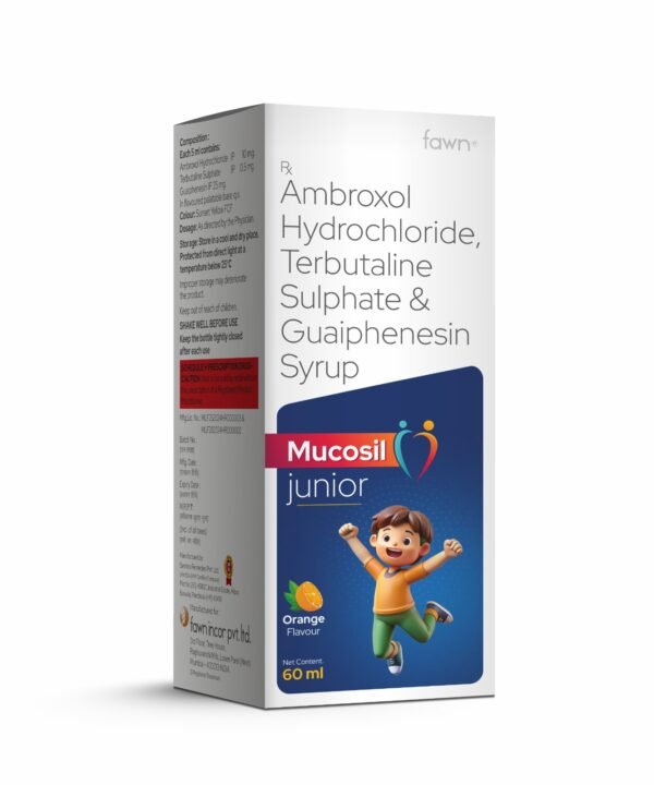 Ambroxol Hydrochloride, Terbutaline Sulphate & Guaiphenesin Syrup - MUCOSIL LS JUNIOR - Fawn Incor