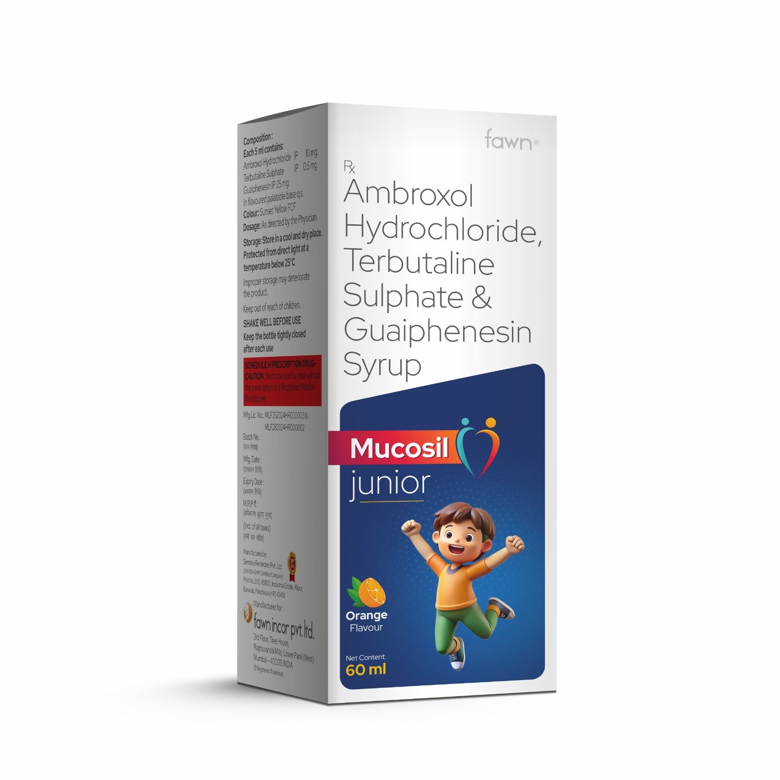 Ambroxol Hydrochloride, Terbutaline Sulphate & Guaiphenesin Syrup - MUCOSIL LS JUNIOR
