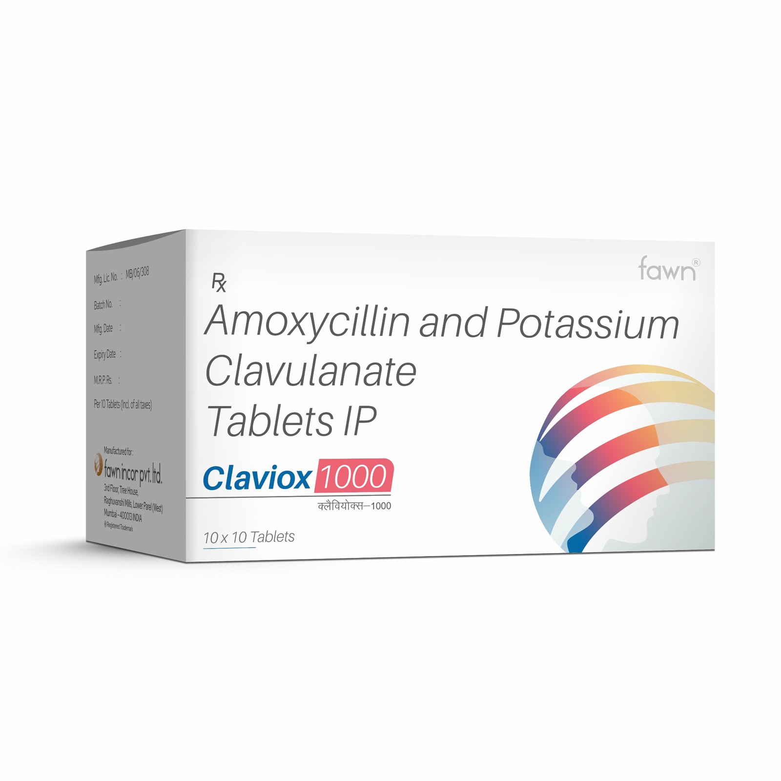 Amoxycillin 875 MG + Potassium Clavulanate 125 MG - CLAVIOX 1000 - Fawn Incor
