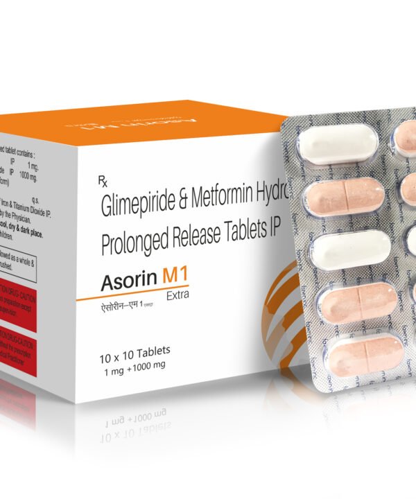 Glimepiride 1 mg + Metformin Hydrochloride Prolonged Release 1000 Mg Tablets - ASORIN M1 EXTRA